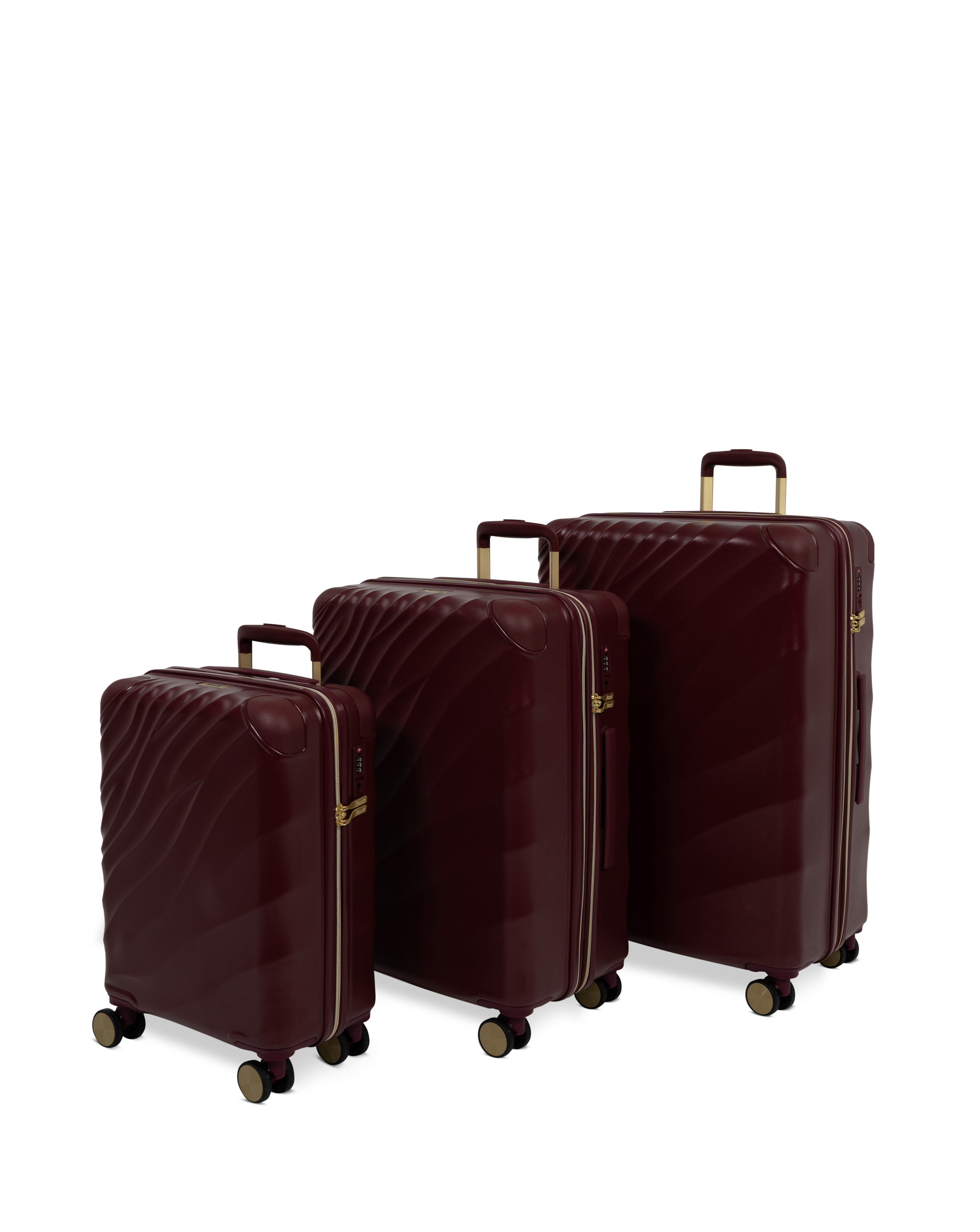 Rock Men's Burgundy Sahara 3Pc Hardshell Suitcase Set Medium