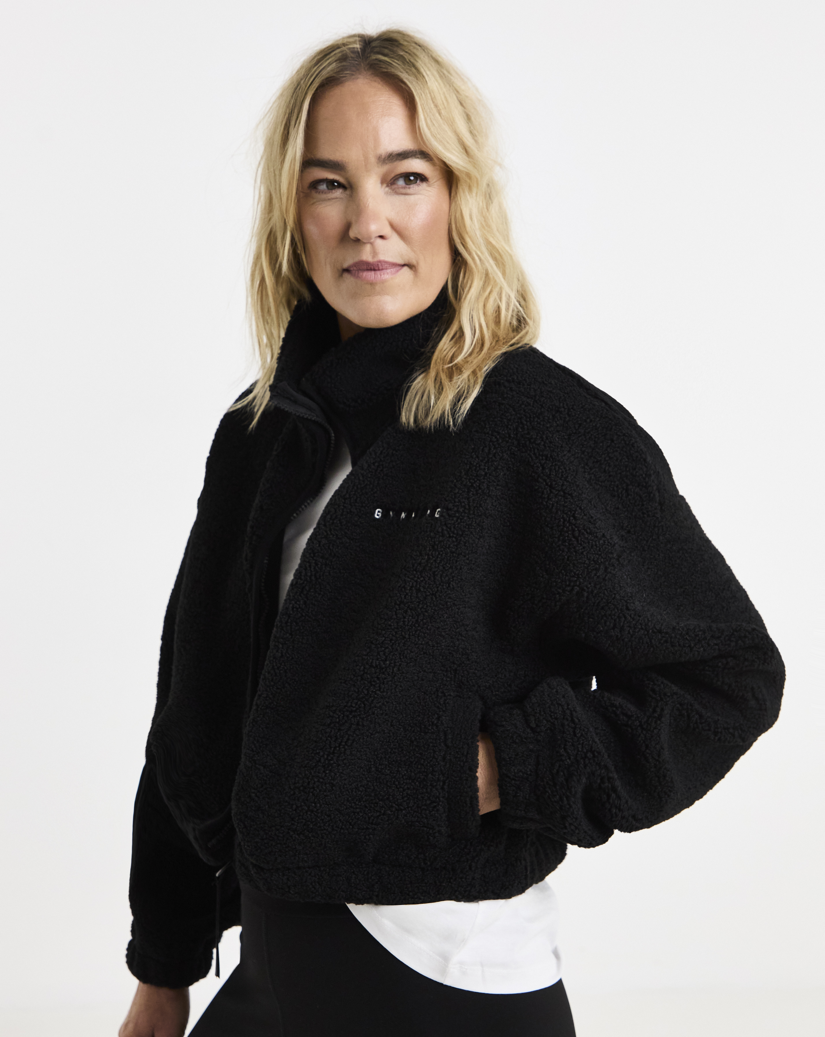 Gym King Linear Cropped Borg Full Zip