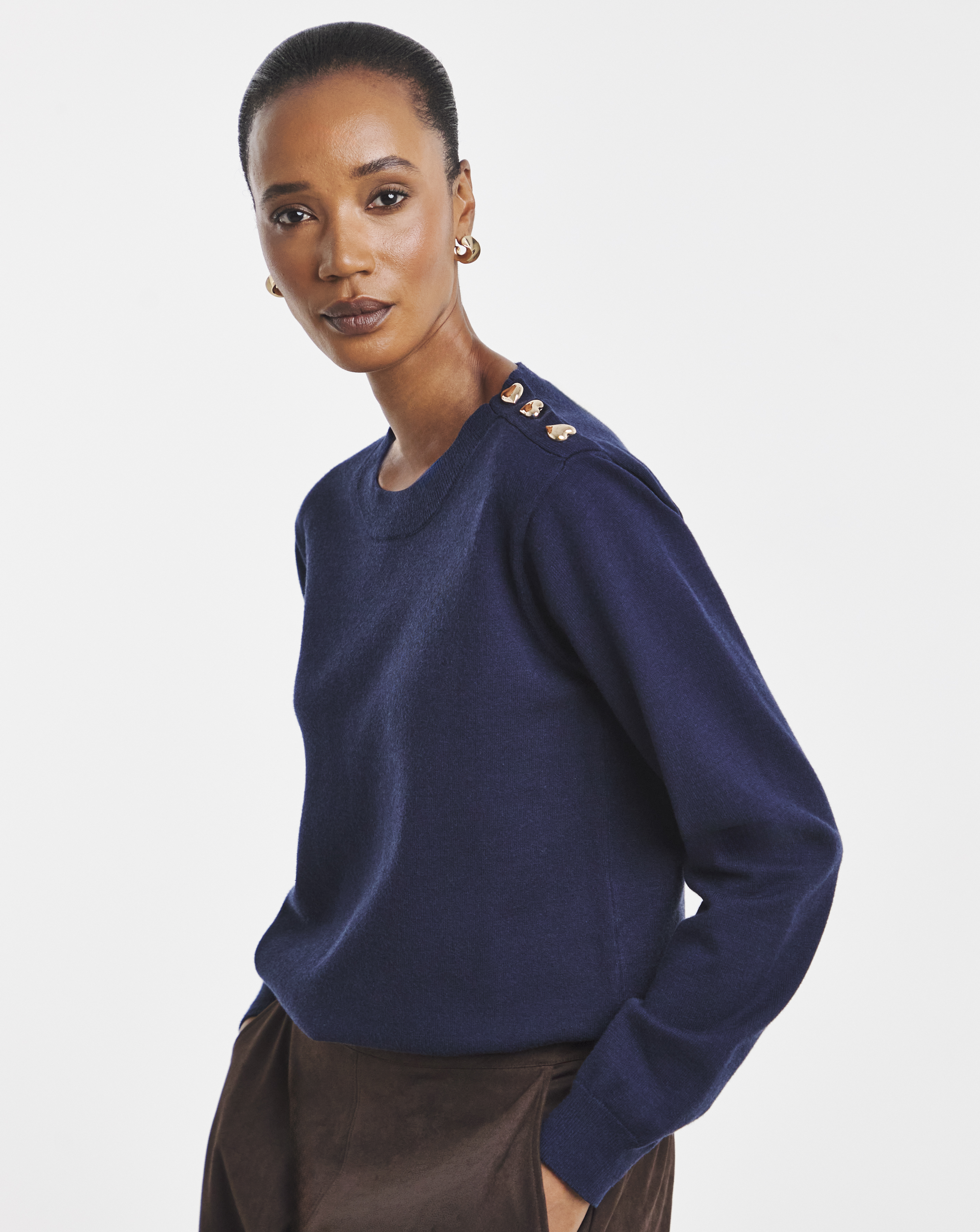 Heart Button Shoulder Detail Jumper