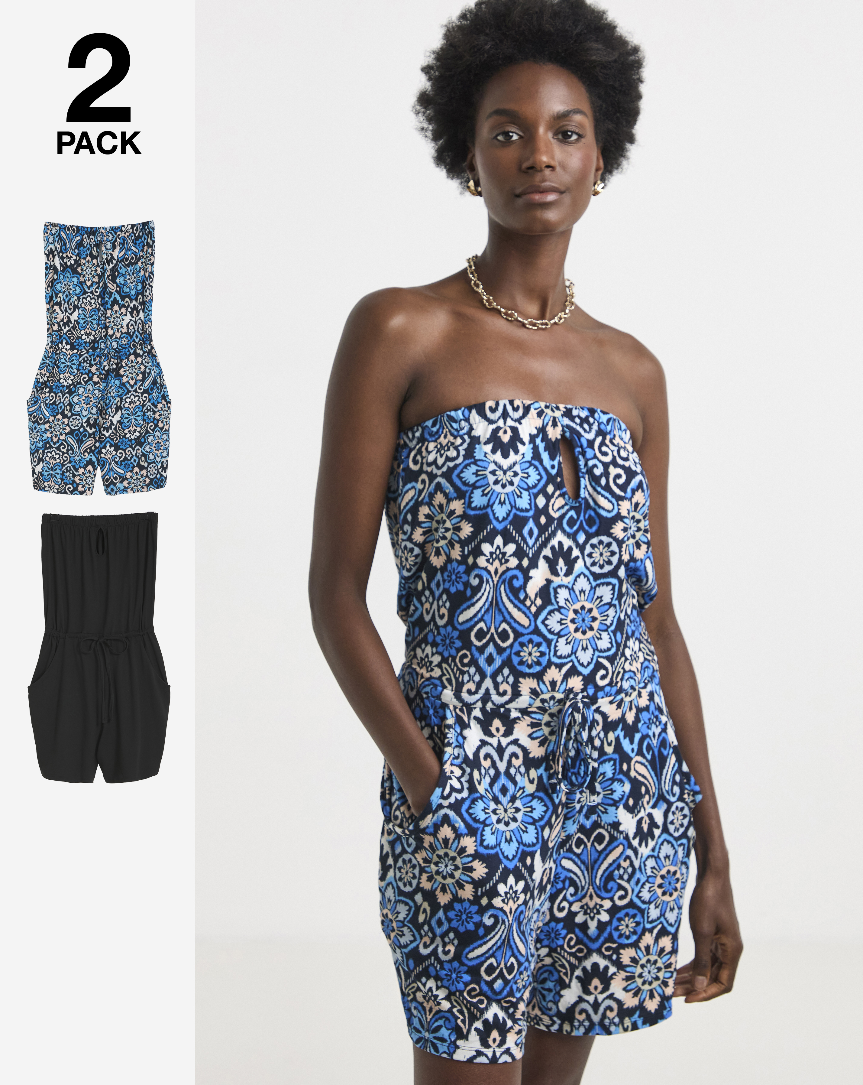 2 Pack Bandeau Playsuits