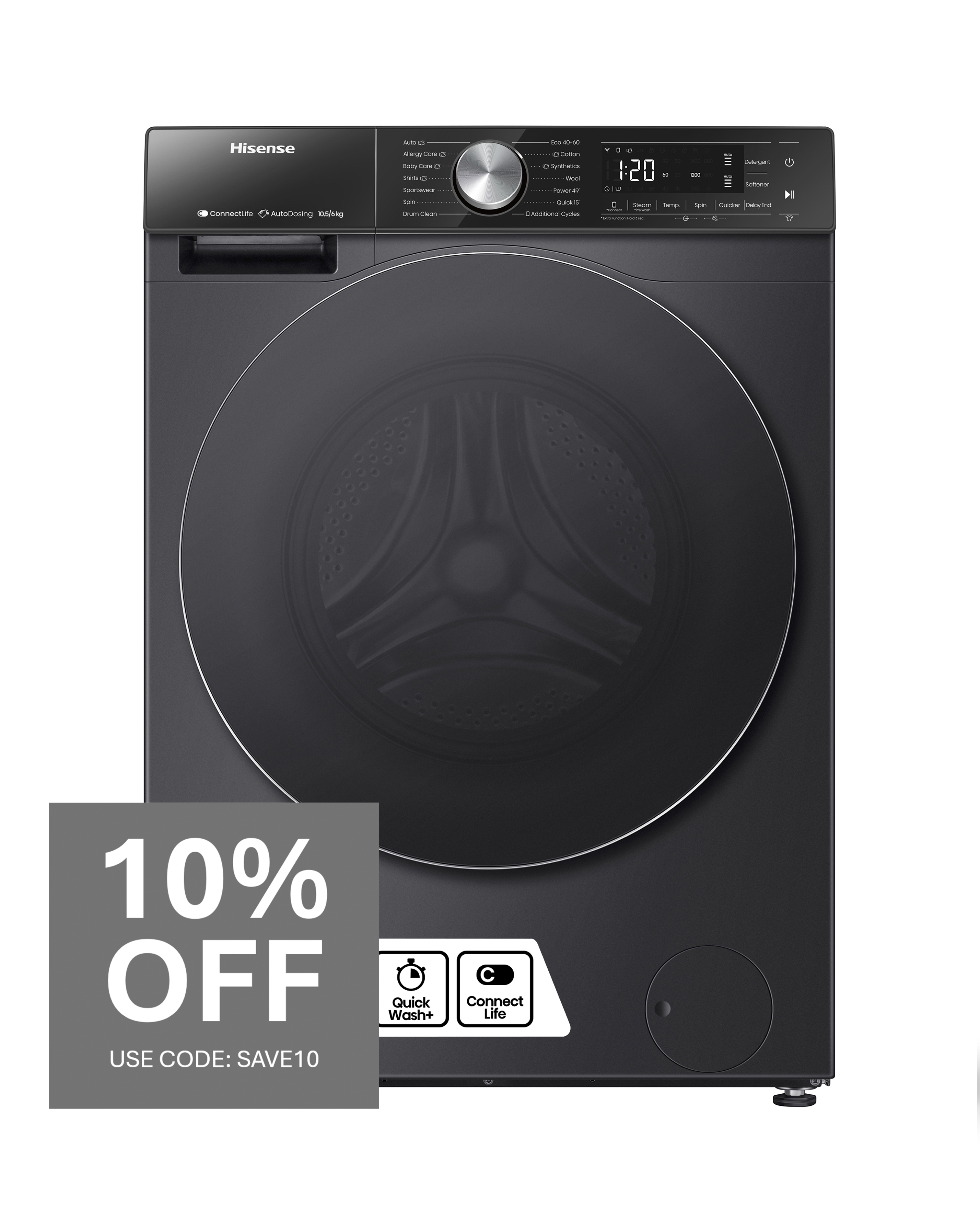 Hisense WD5S1045BB 10.5kg Washer Dryer