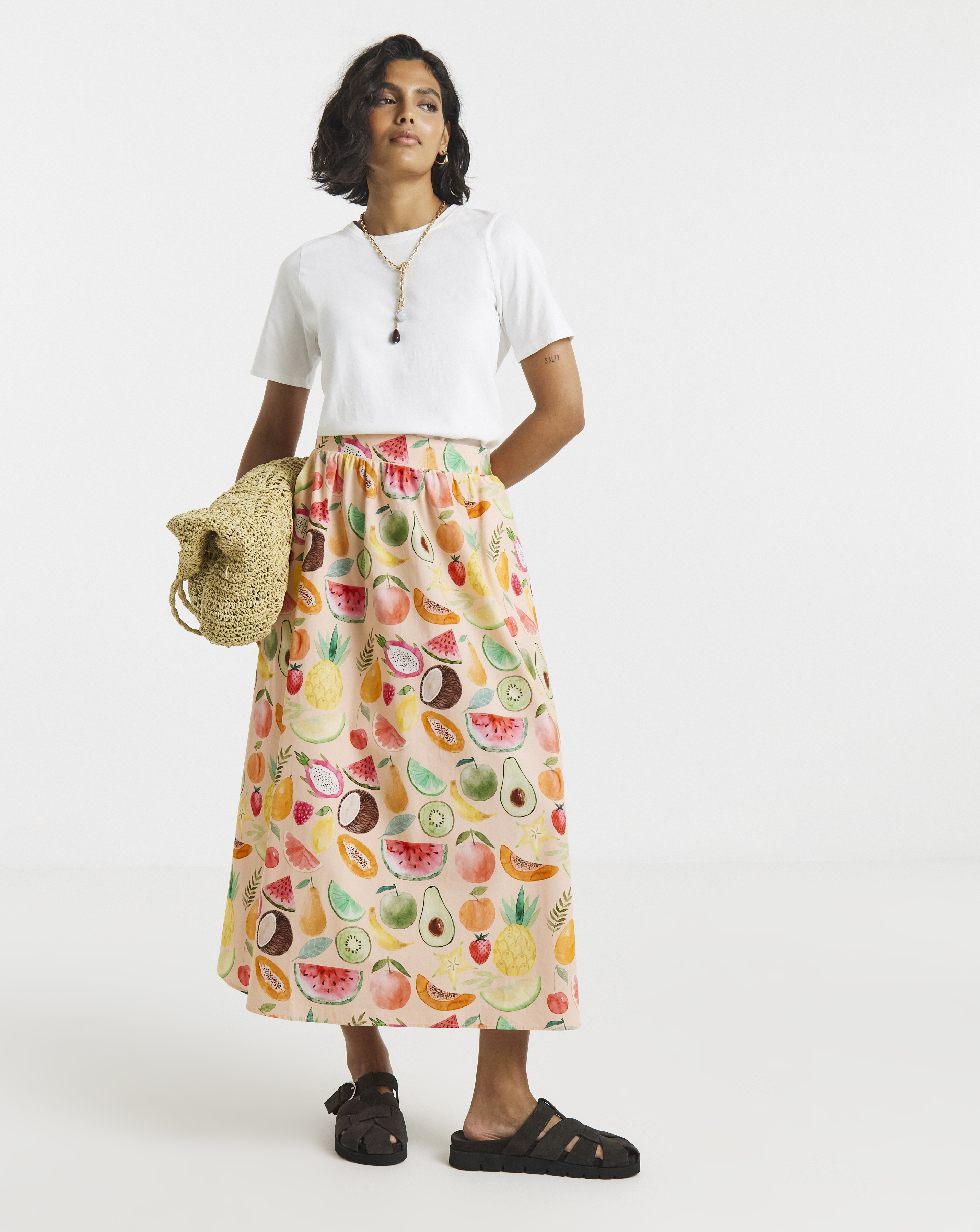 New In - Twisted Wunder Fruit Print Maxi Skirt