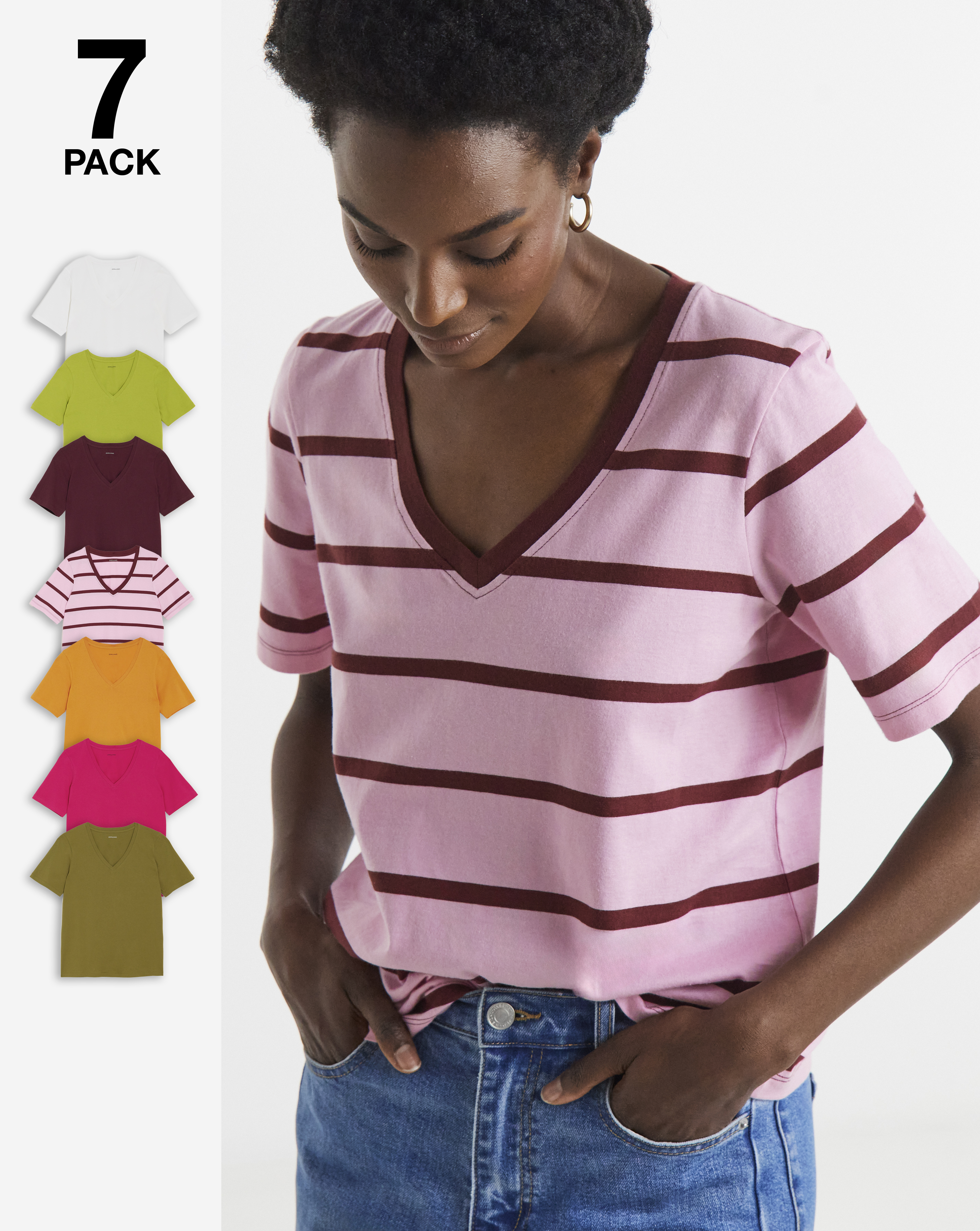 7 Pack V Neck Short Sleeve T-Shirt