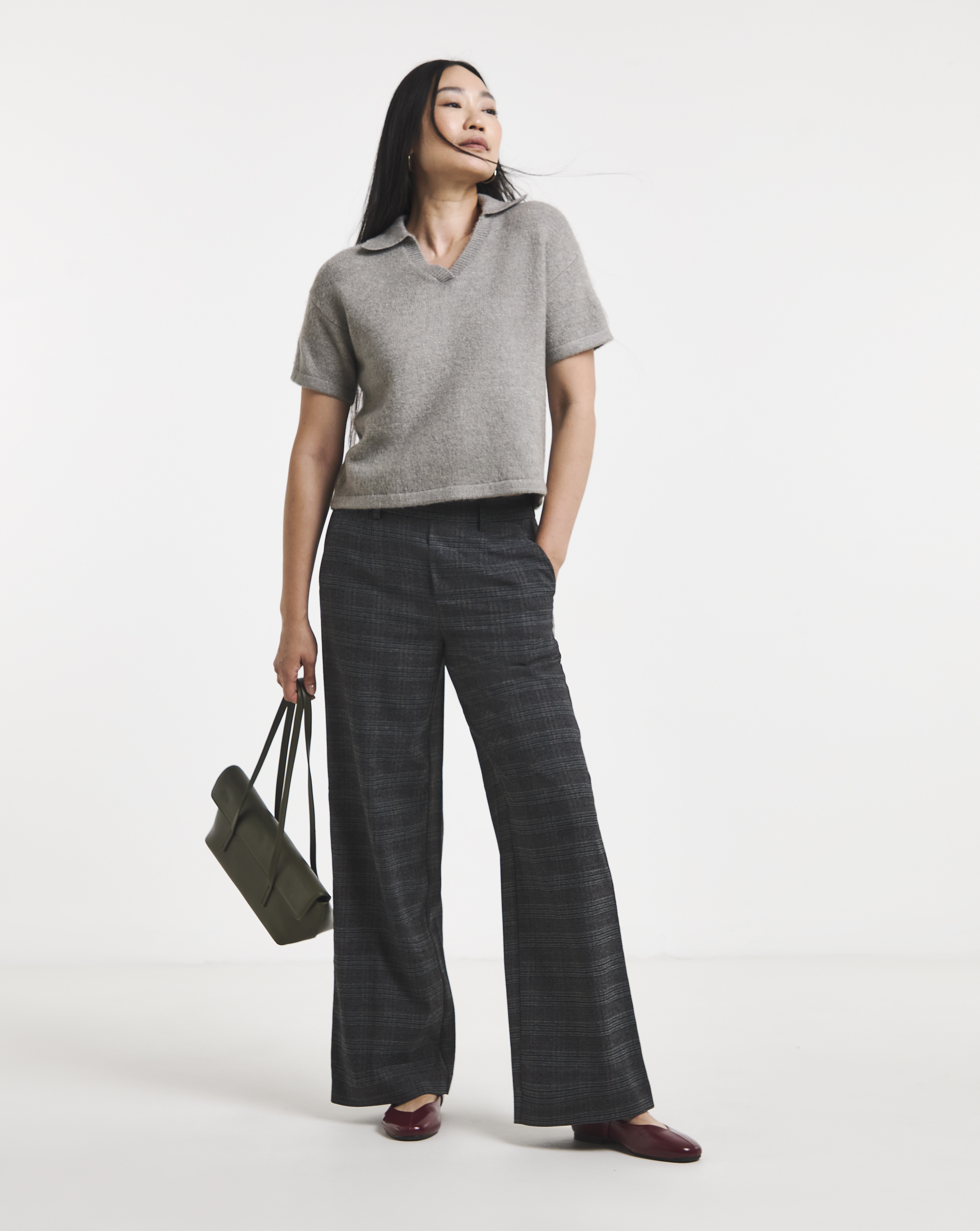 Object Lisa Wide Leg Check Print Trouser