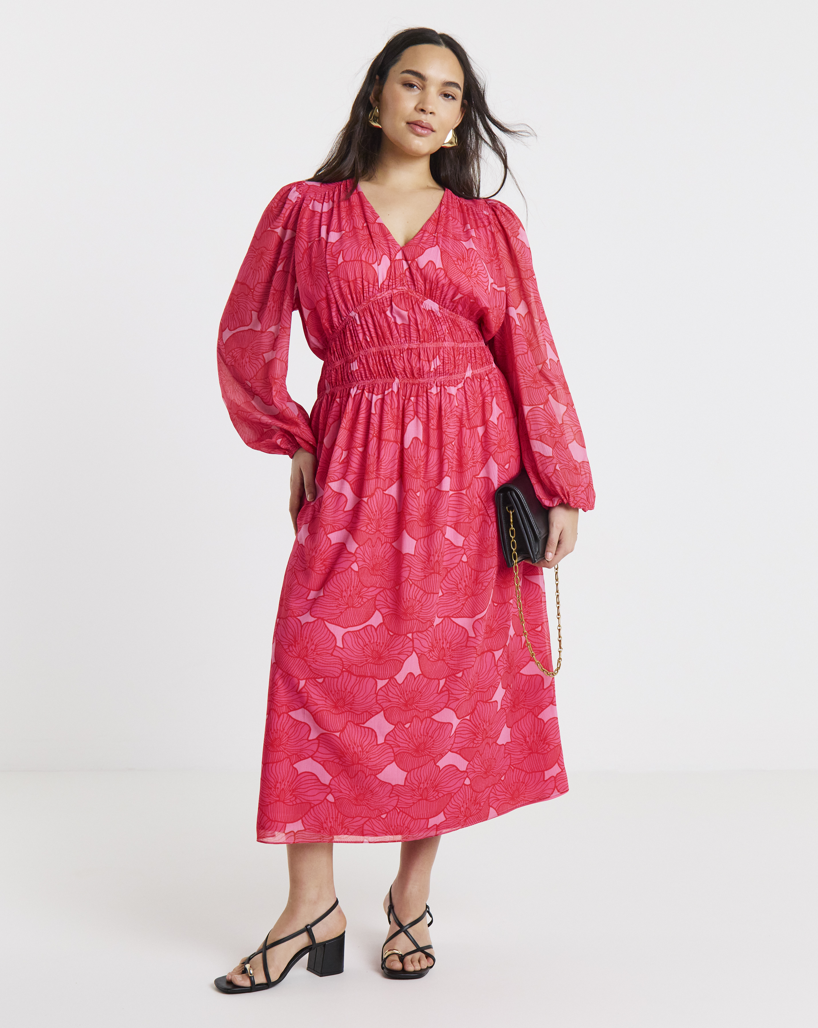 New In - Shirred Waist Detail Midi Dress