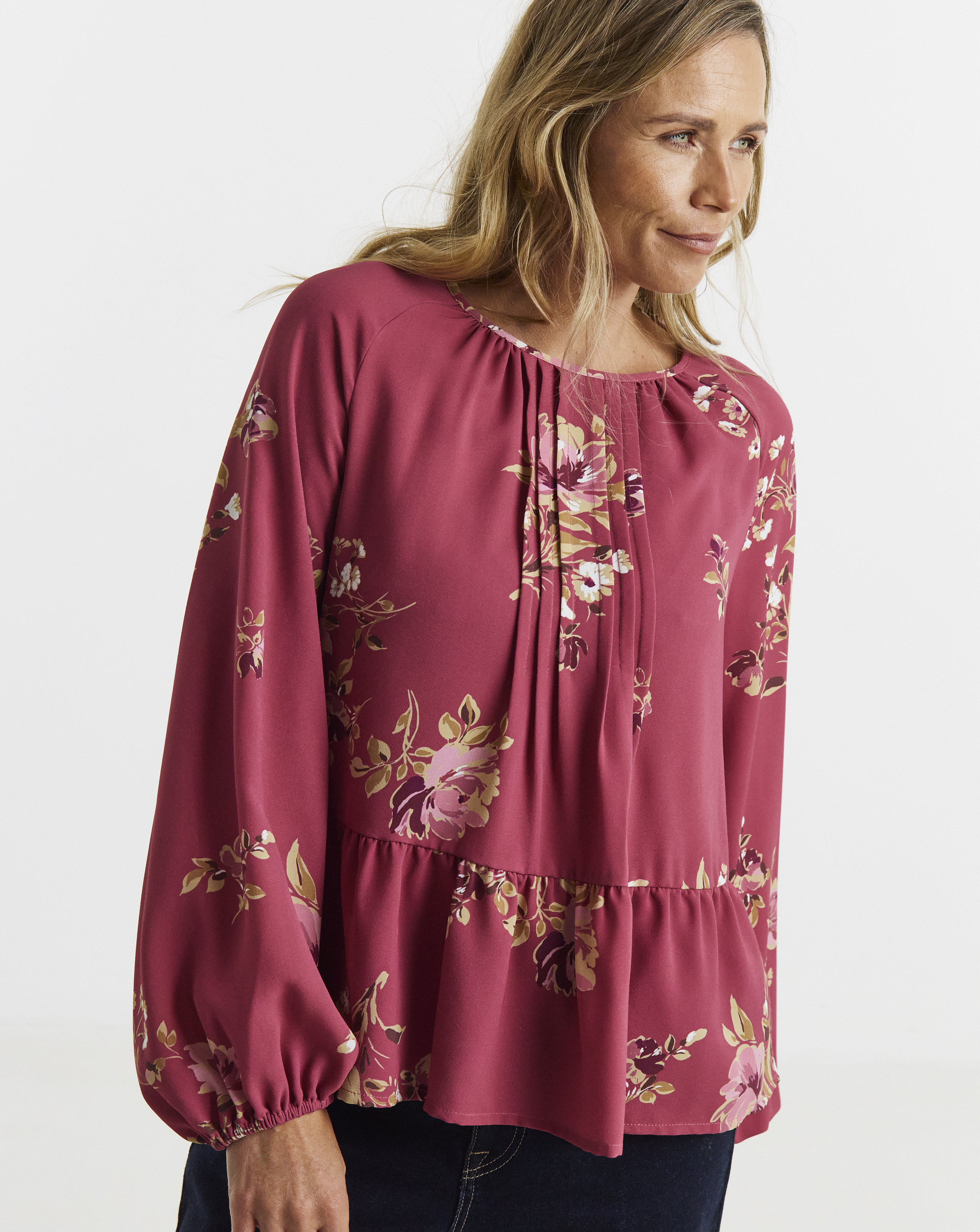 Floral Print Peplum Blouse