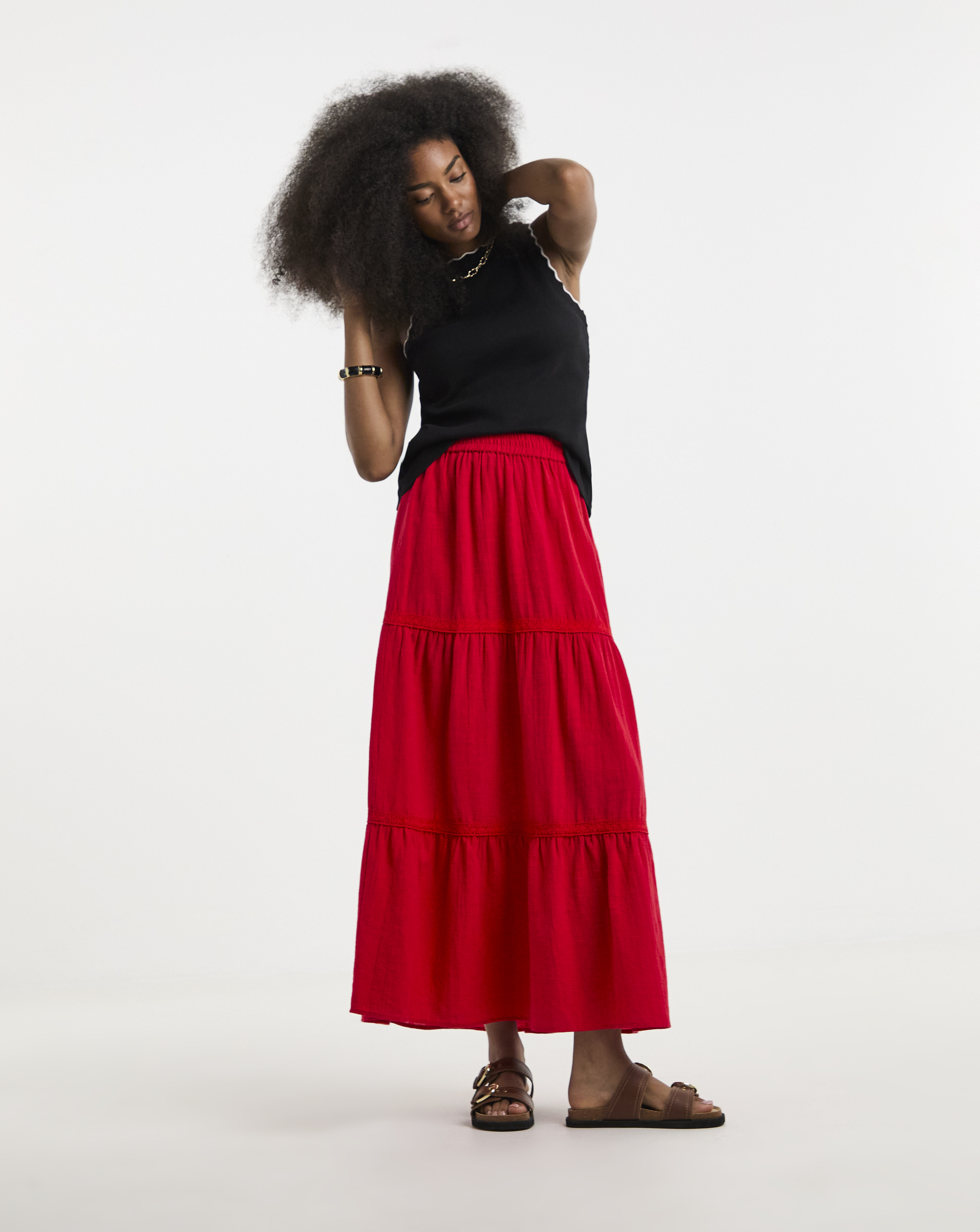 New In - Pieces Tohime High Woven Skirt Lacetapes
