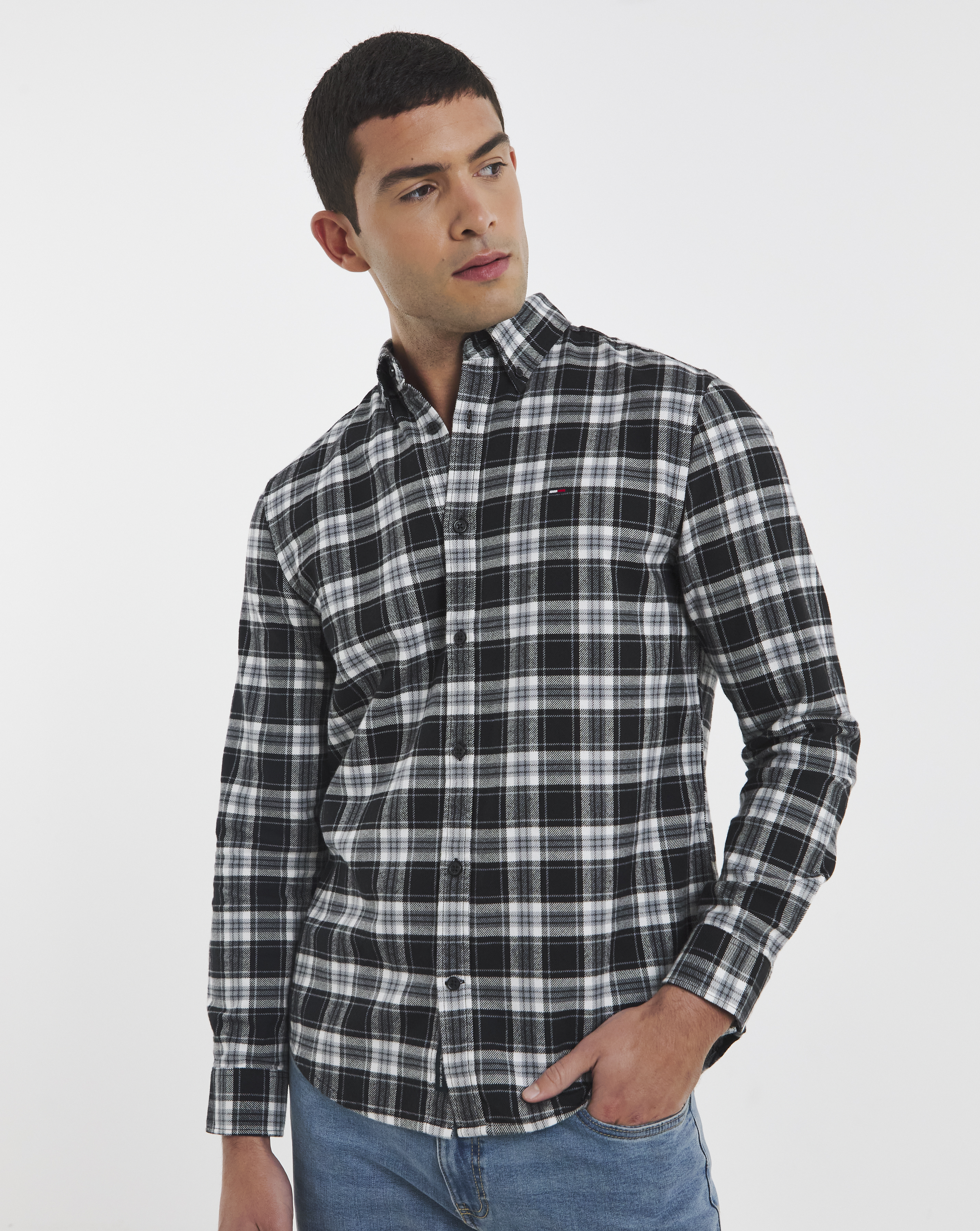 Tommy Hilfiger Men's Black Tommy Jeans Flannel Check Shirt