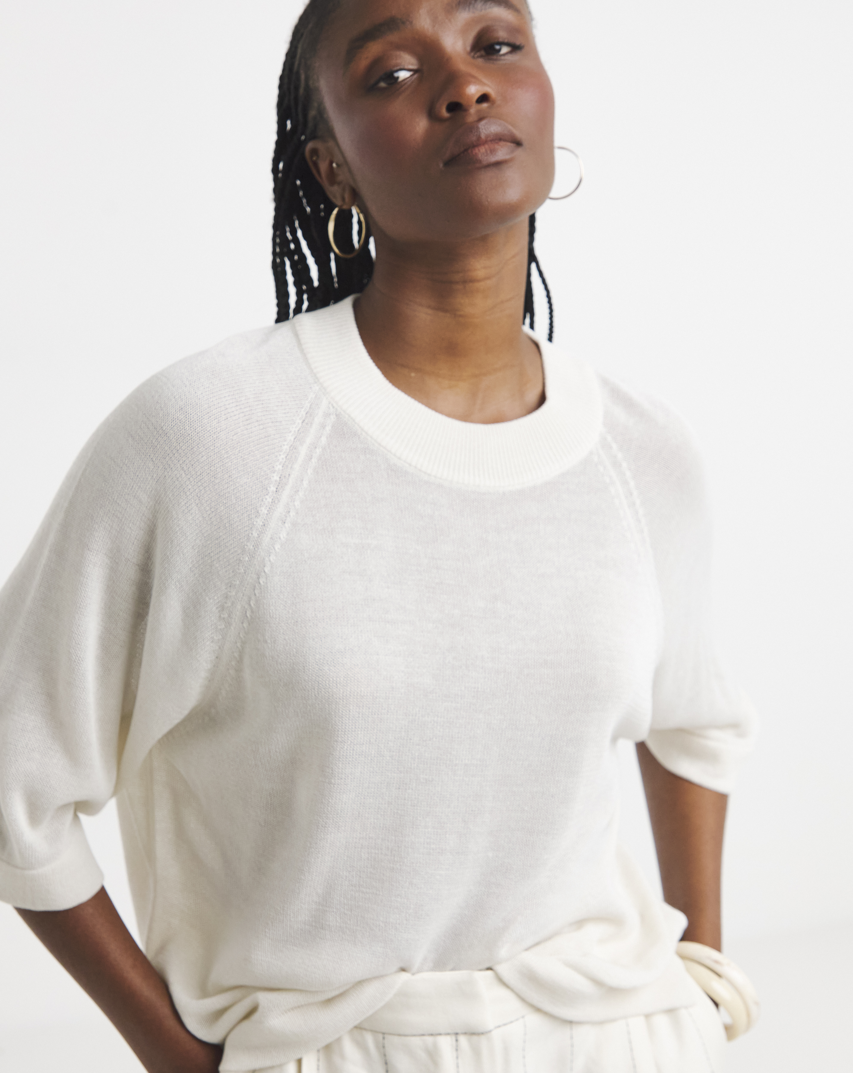 Simply Be Ivory Boxy Knitted Jumper