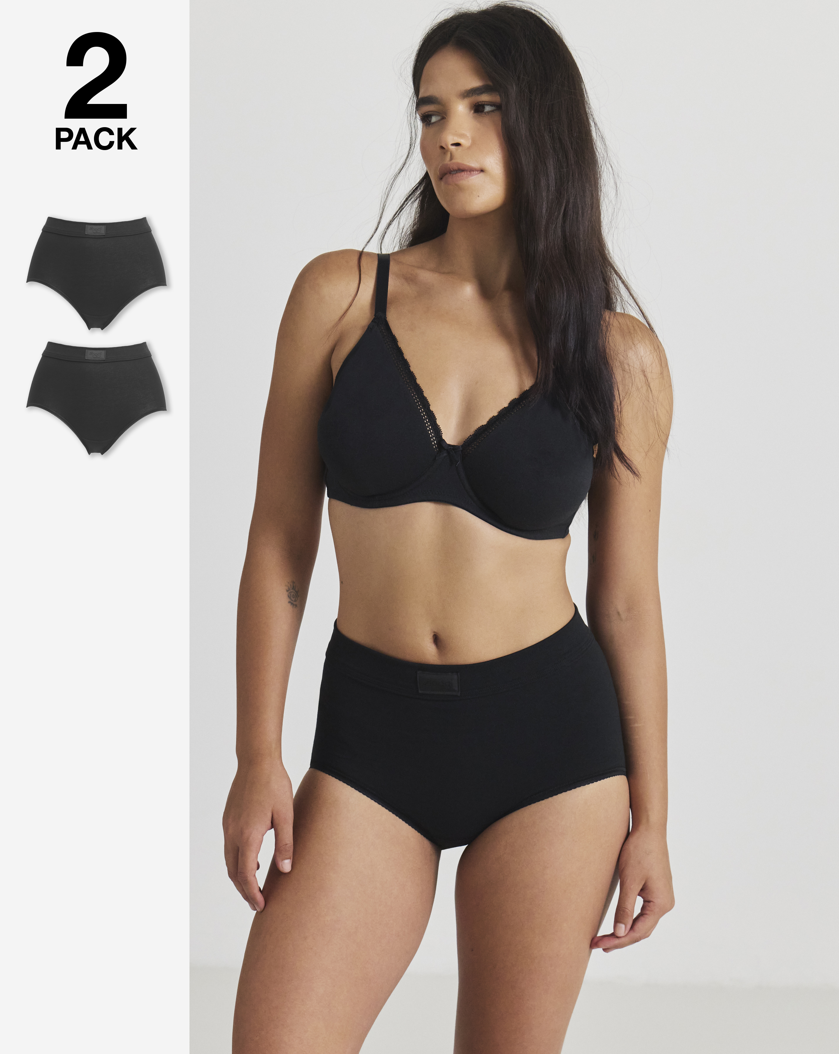 Sloggi 2Pk Comfort Maxi Knicker Black - Black