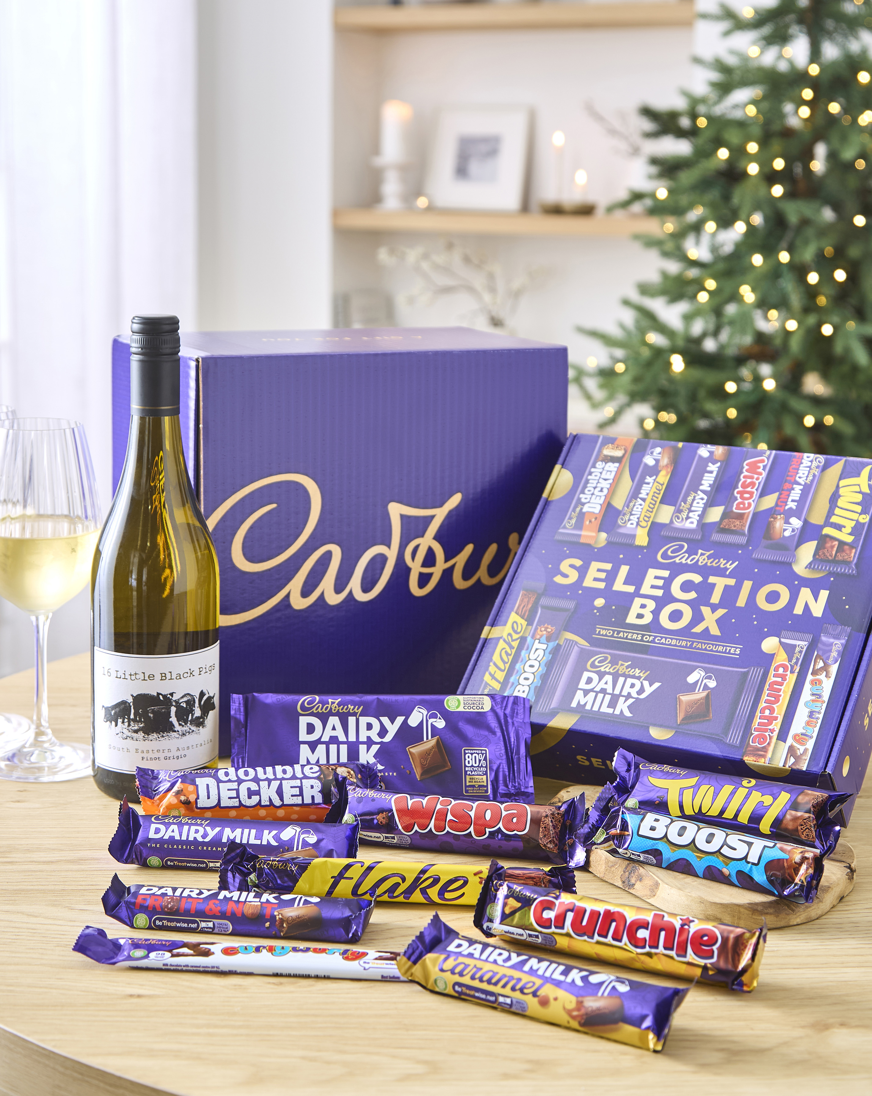Cadbury Double Deck & White Wine Gift