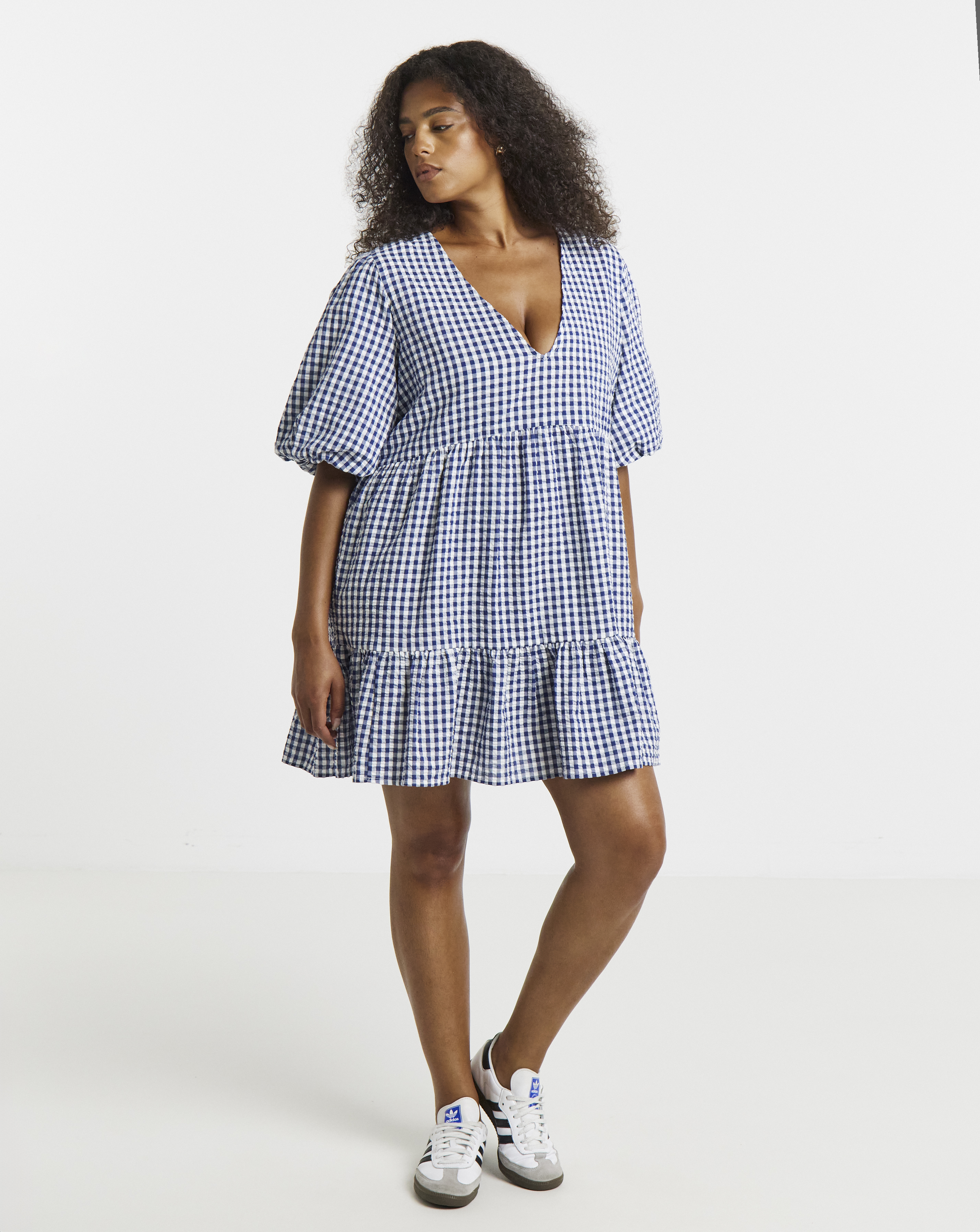 Simply Be - Women's Navy/White Gingham Apron Dress - Size 20 - Navy/white - 100% Cotton