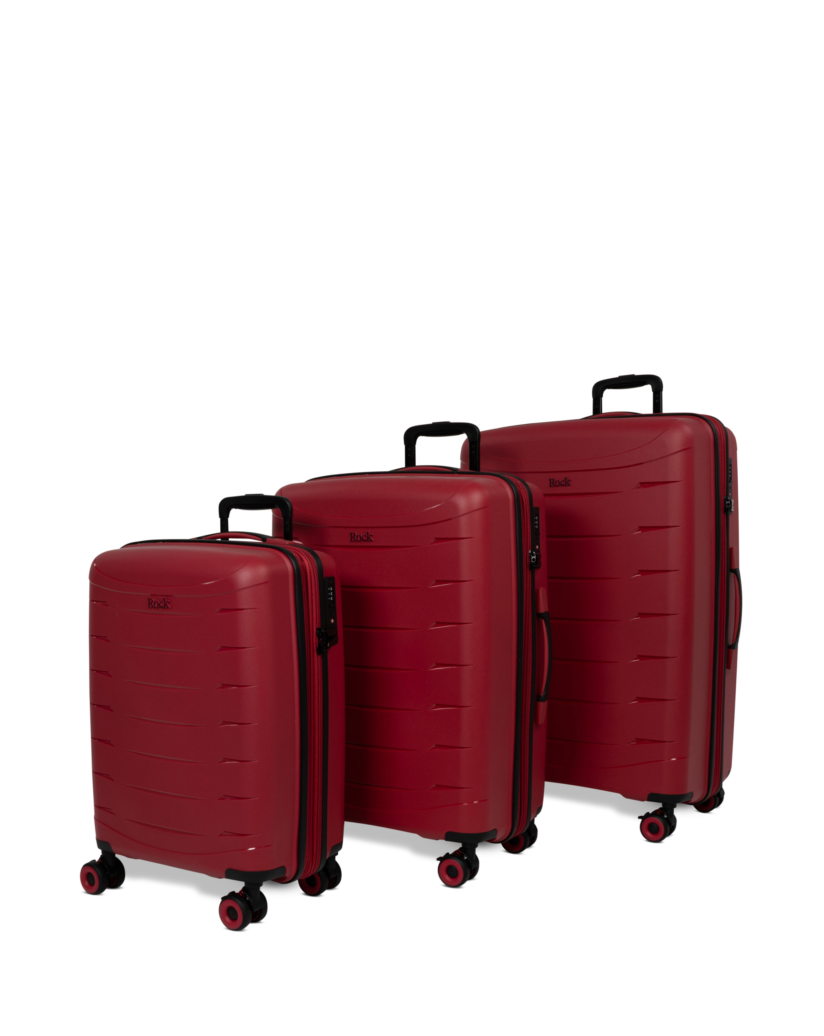 Rock Luggage Unisex Red Resilient Luggage 3 Piece Set - Image 3