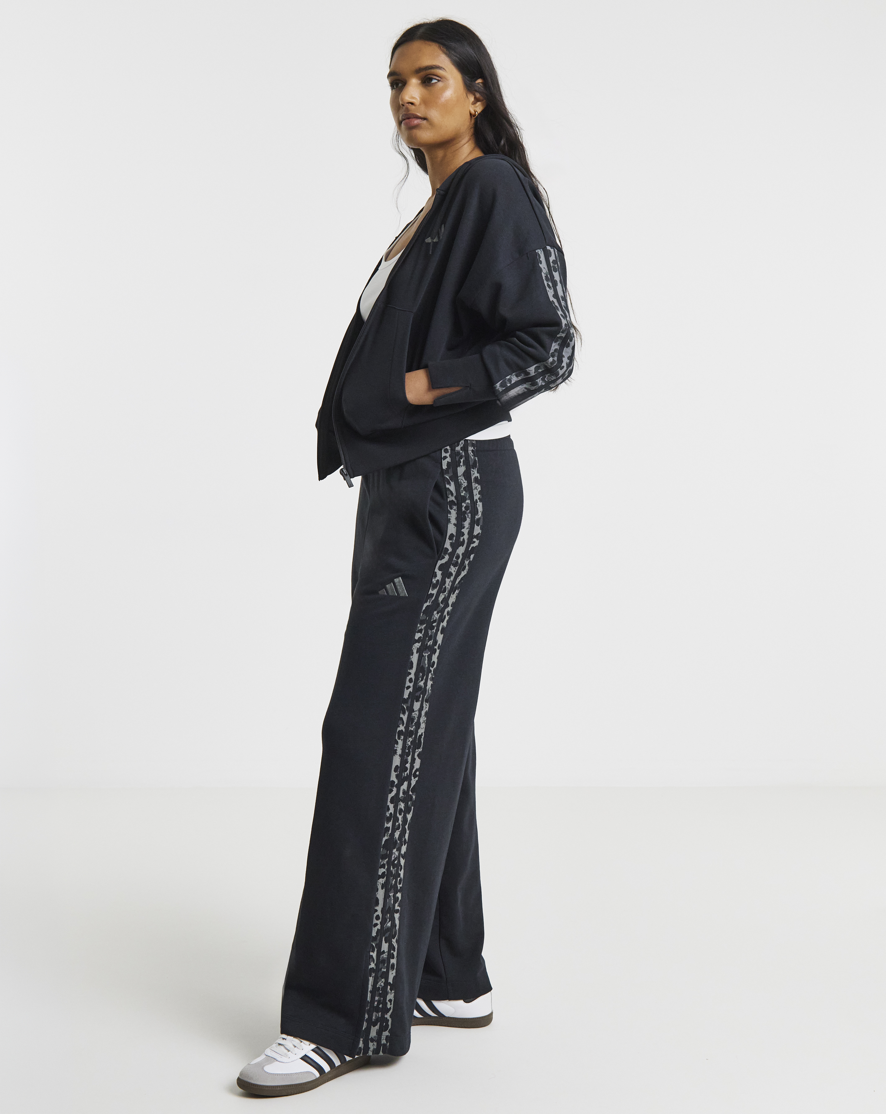 New In - adidas 3 Stripe Leopard Wide Leg Pant
