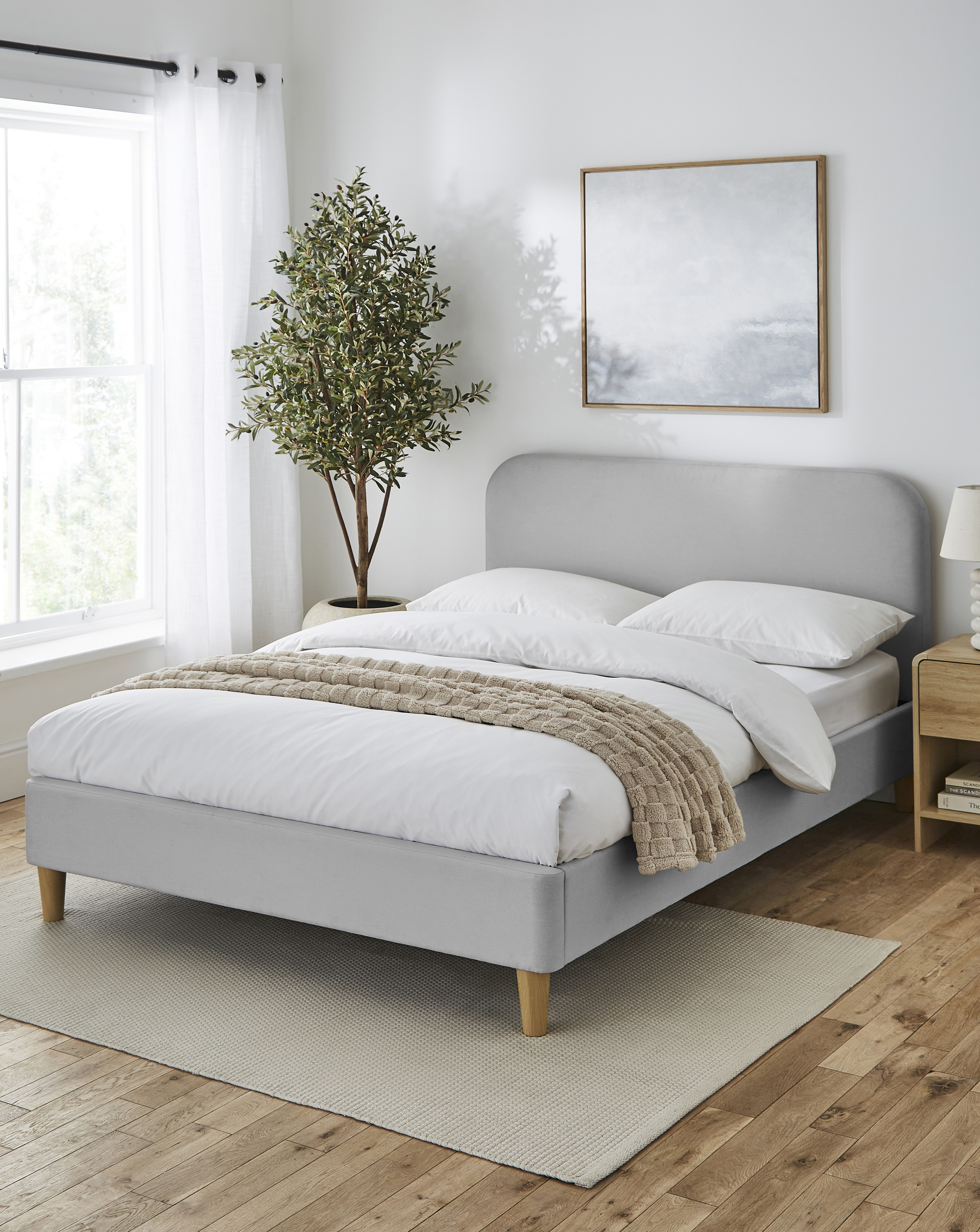 Emery Fabric Bed Frame with Mattress