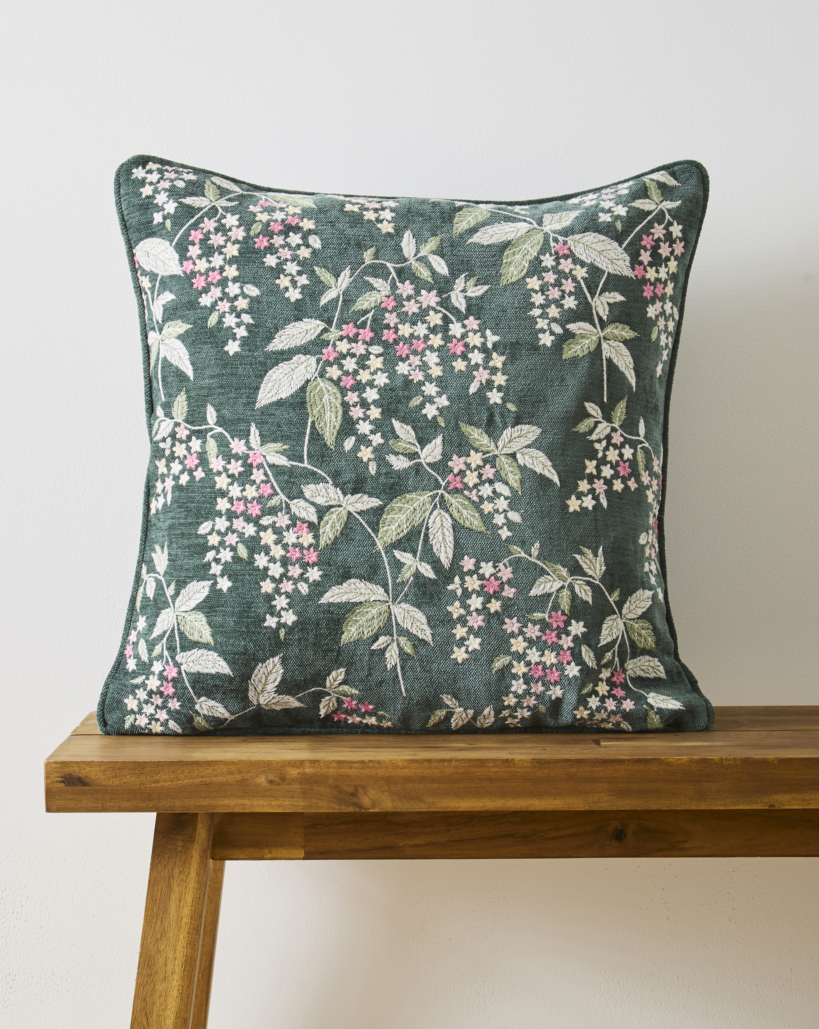 New In - Embroidered Floral Blossoms Cushion