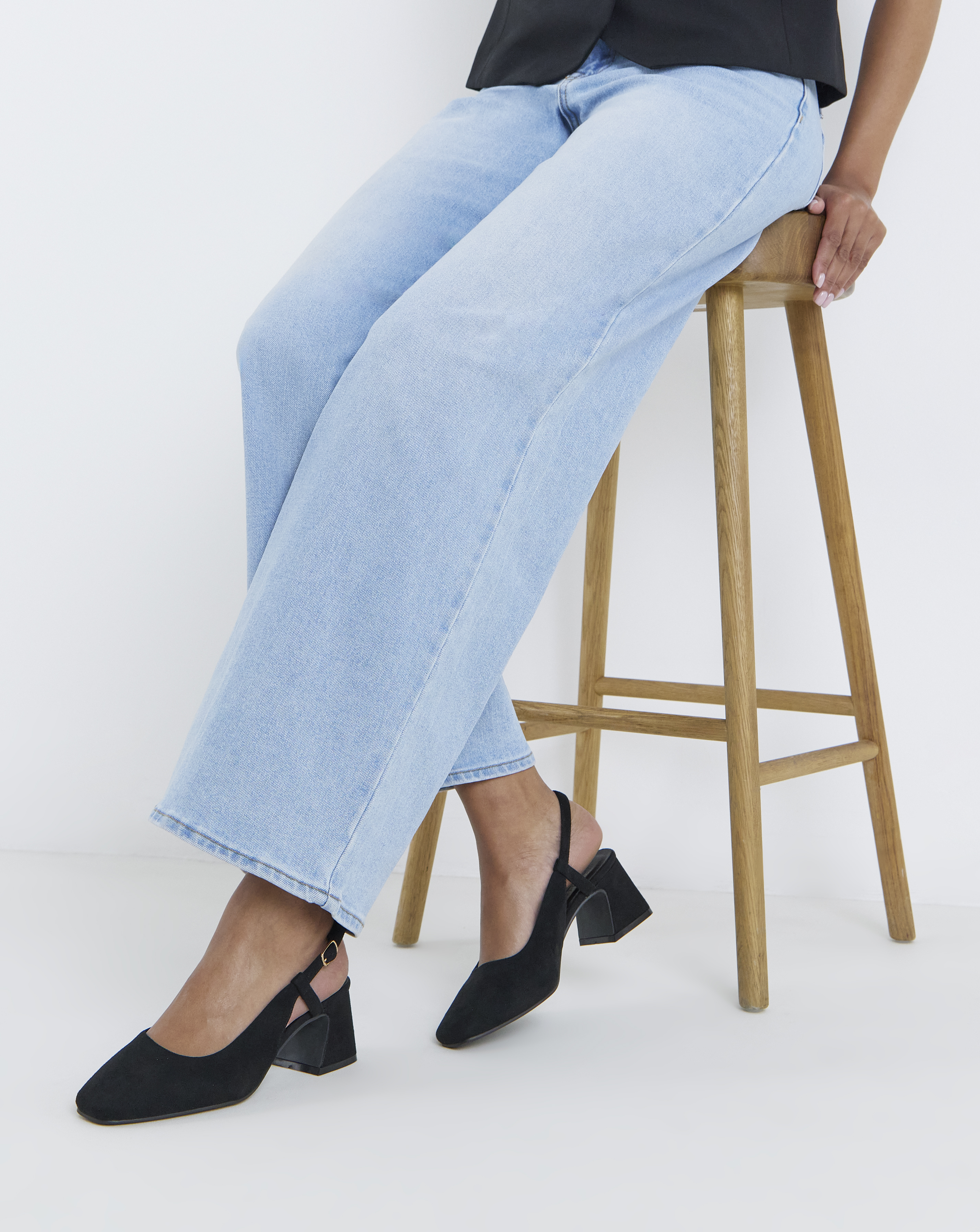 Vivi Block Heel Slingback Shoes - Wide Fit (E)