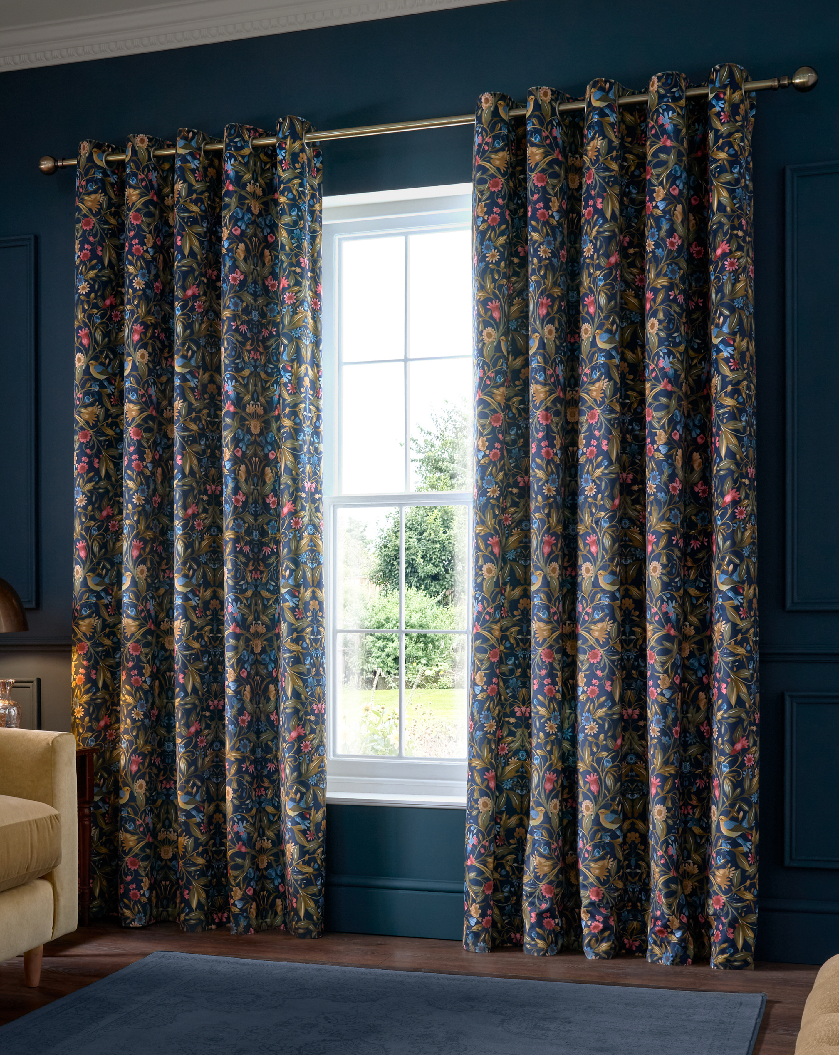 Catherine Lansfield Men's Navy Hedgegrow Curtains 4Cm
