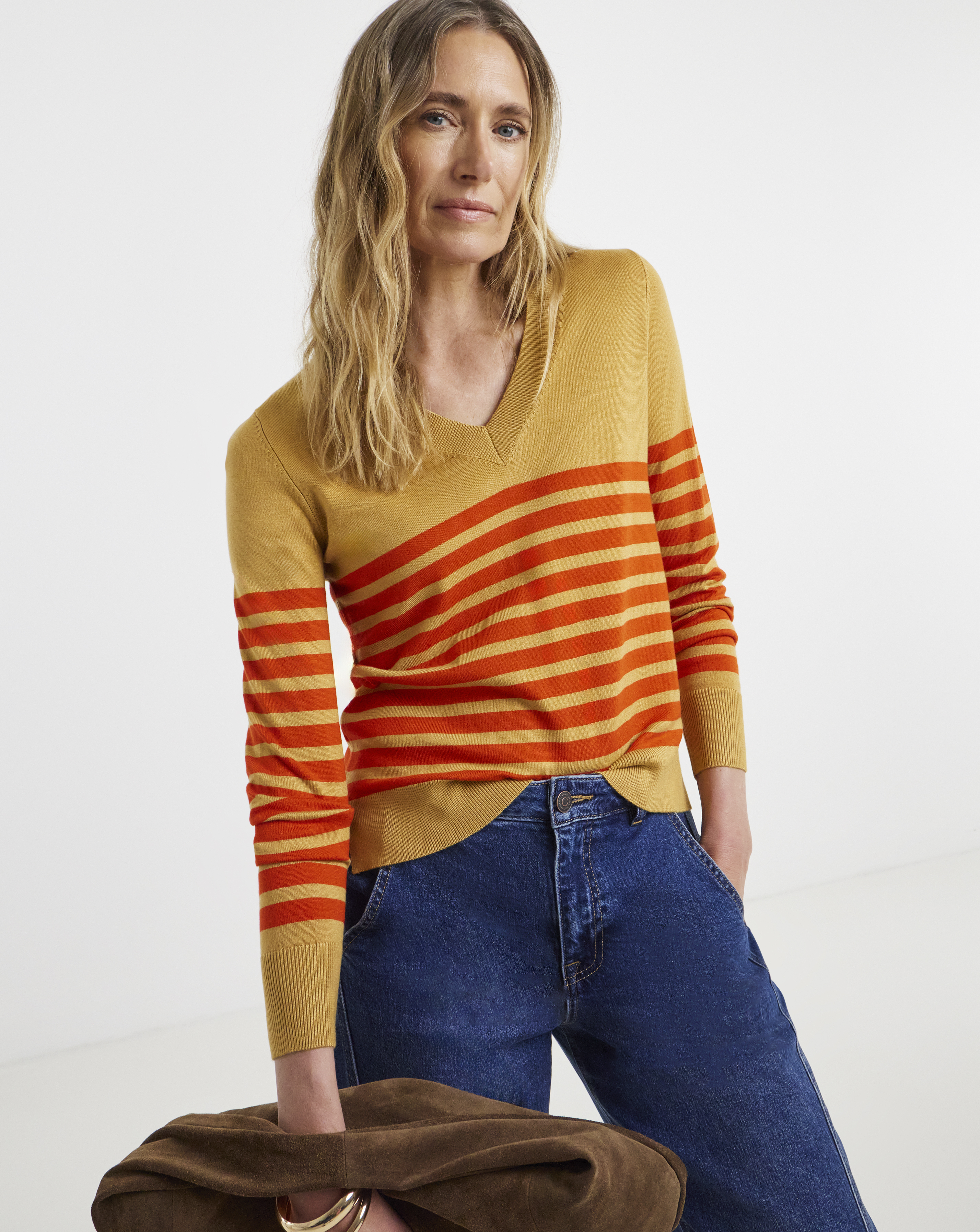 Fine Knit V-Neck Jumper