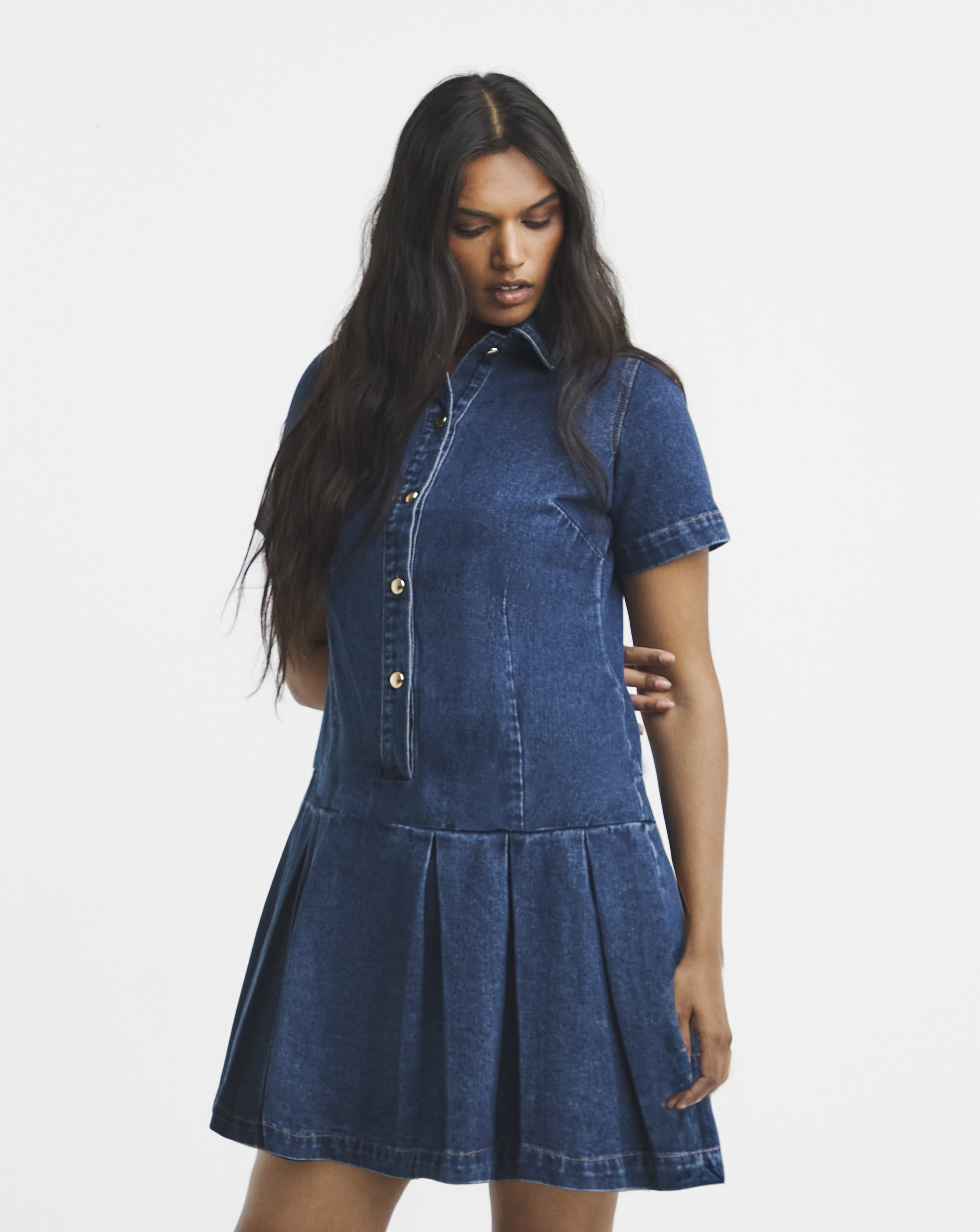 Mid Wash Denim Mod Dress