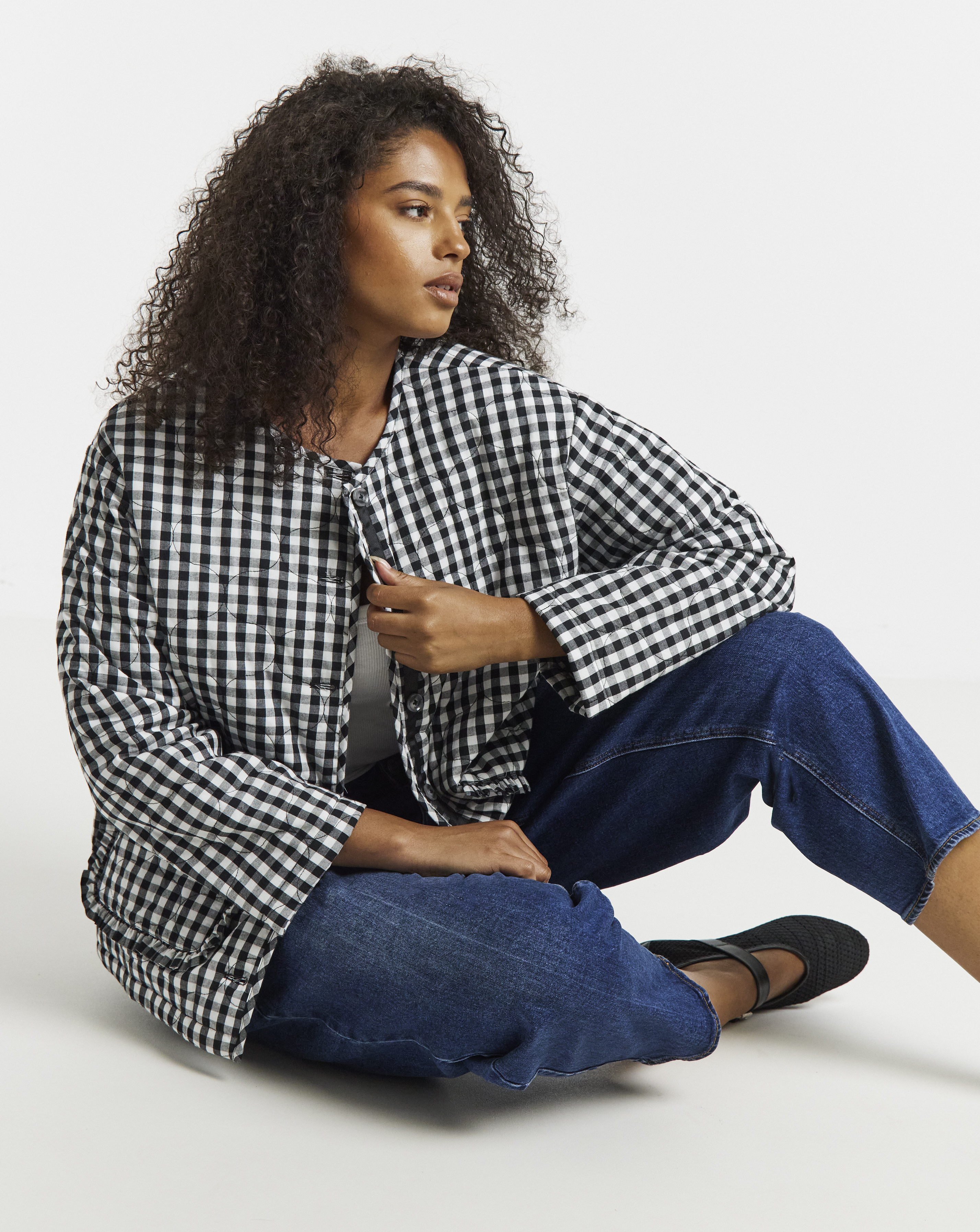 Simply Be Black Gingham Jacket