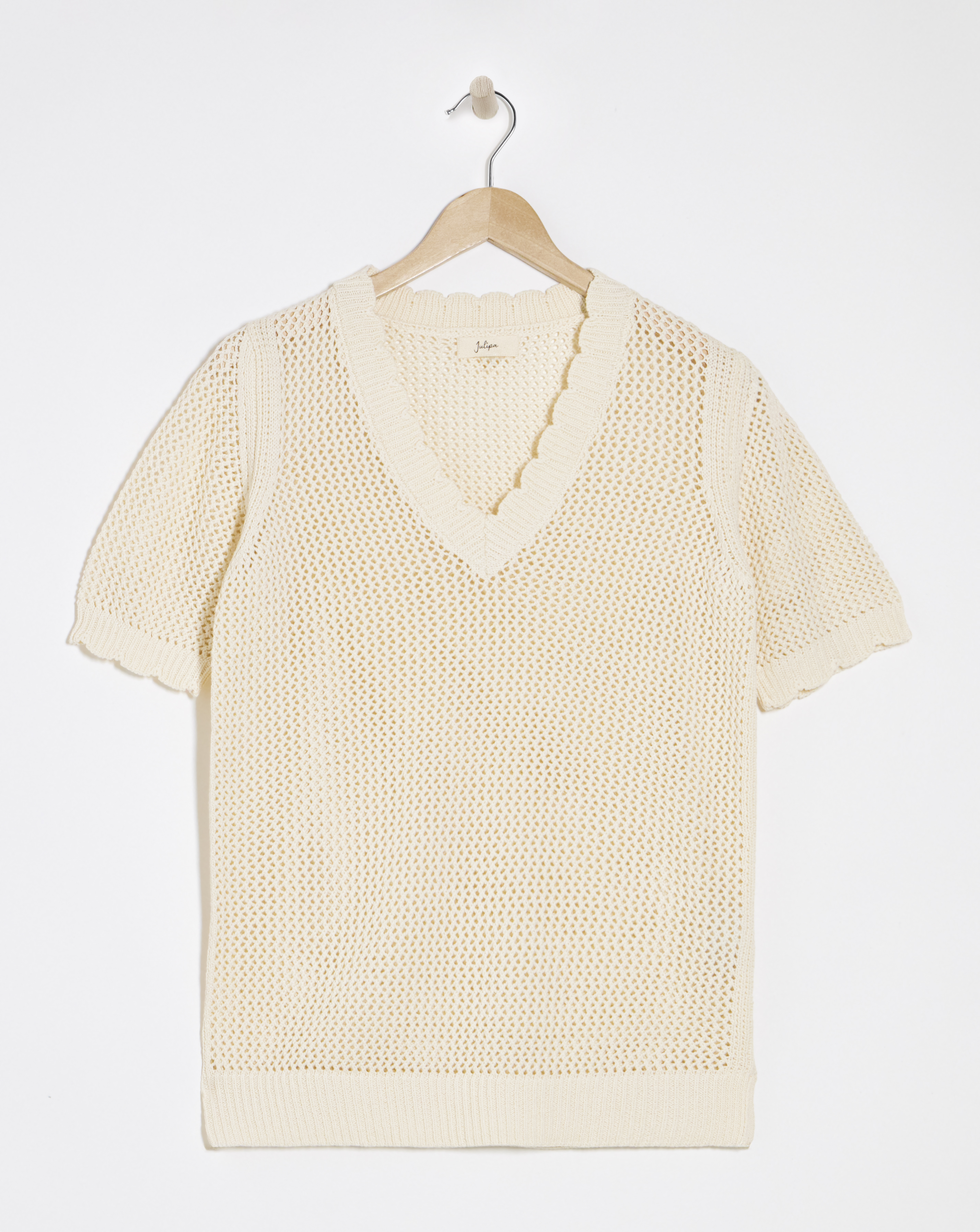 Julipa Crochet Pure Cotton Short Sleeve Jumper