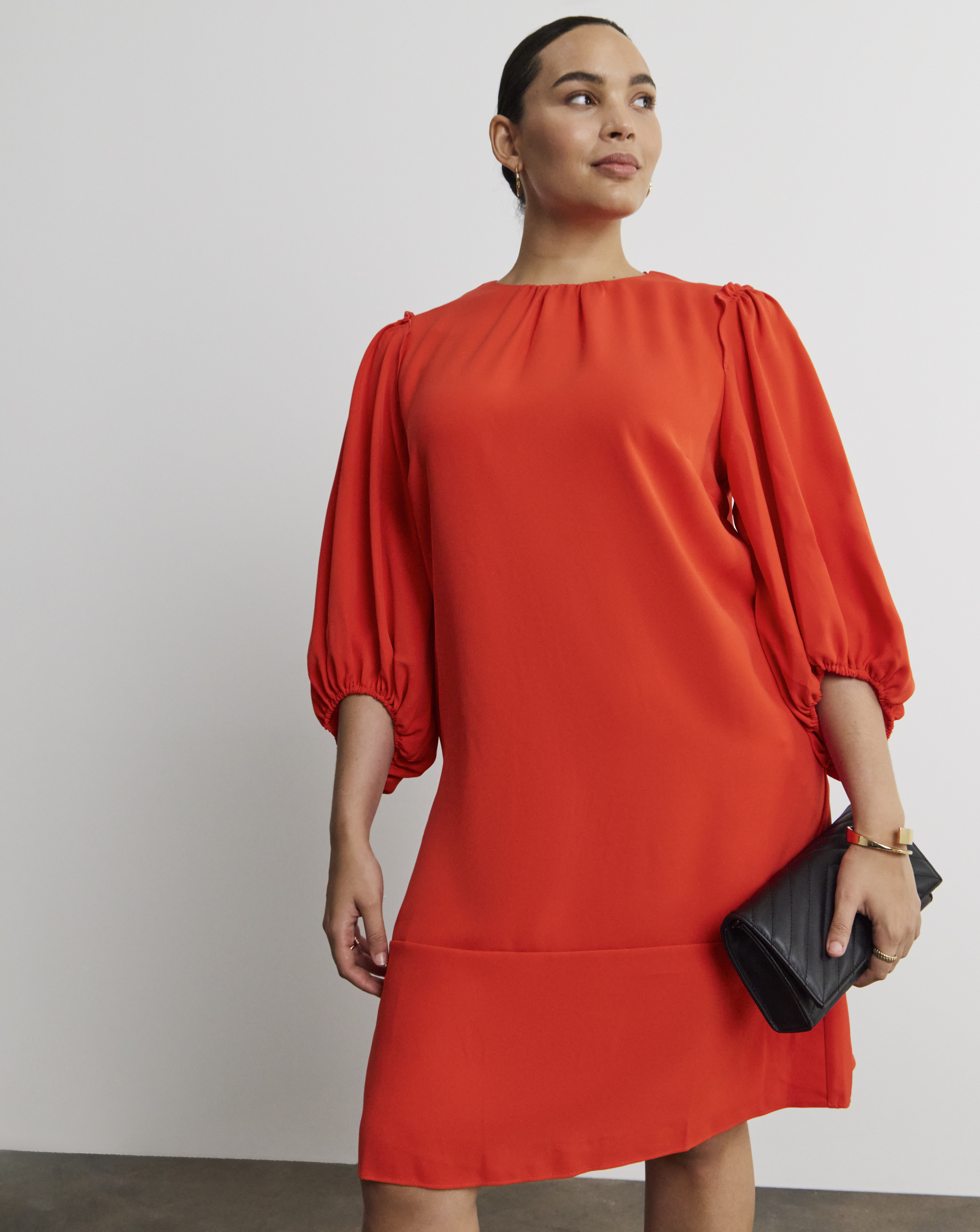 Simply Be - Women's Joanna Hope Balloon Sleeve Shift Dress - Size 10 - Flame red - 96% Polyester 4% Elastane