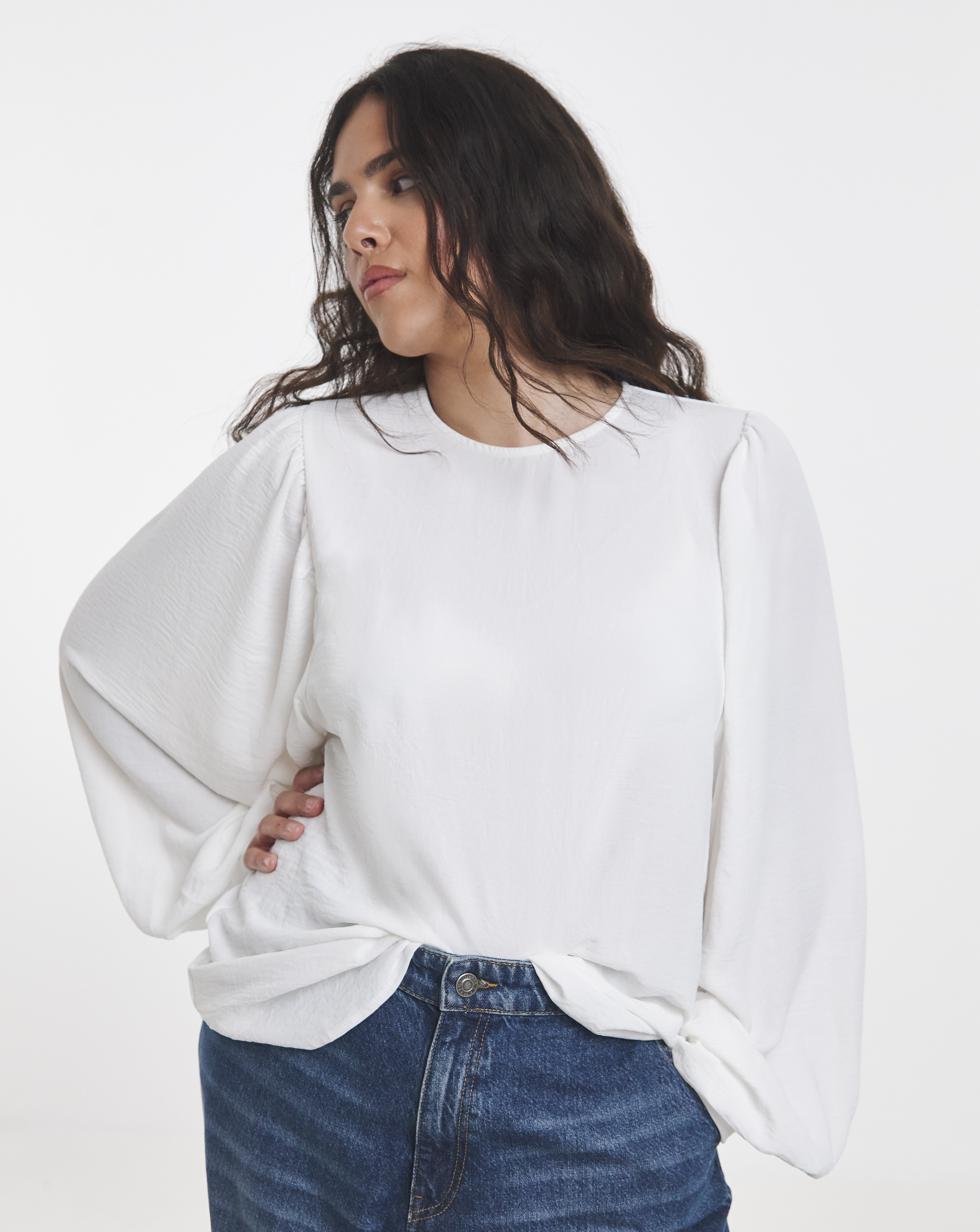 New In - Ivory Exaggerated Sleeve Blouse