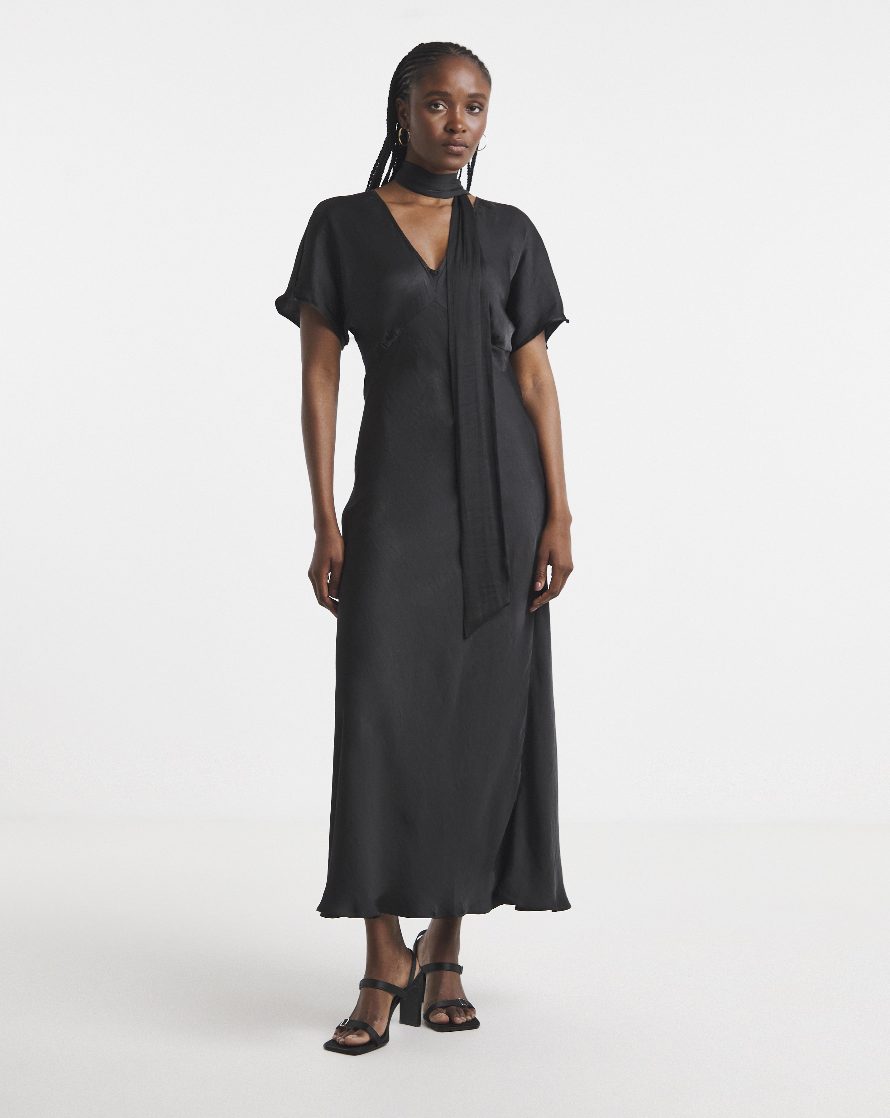 New In - Simply Be Satin Scarf Detail Dress