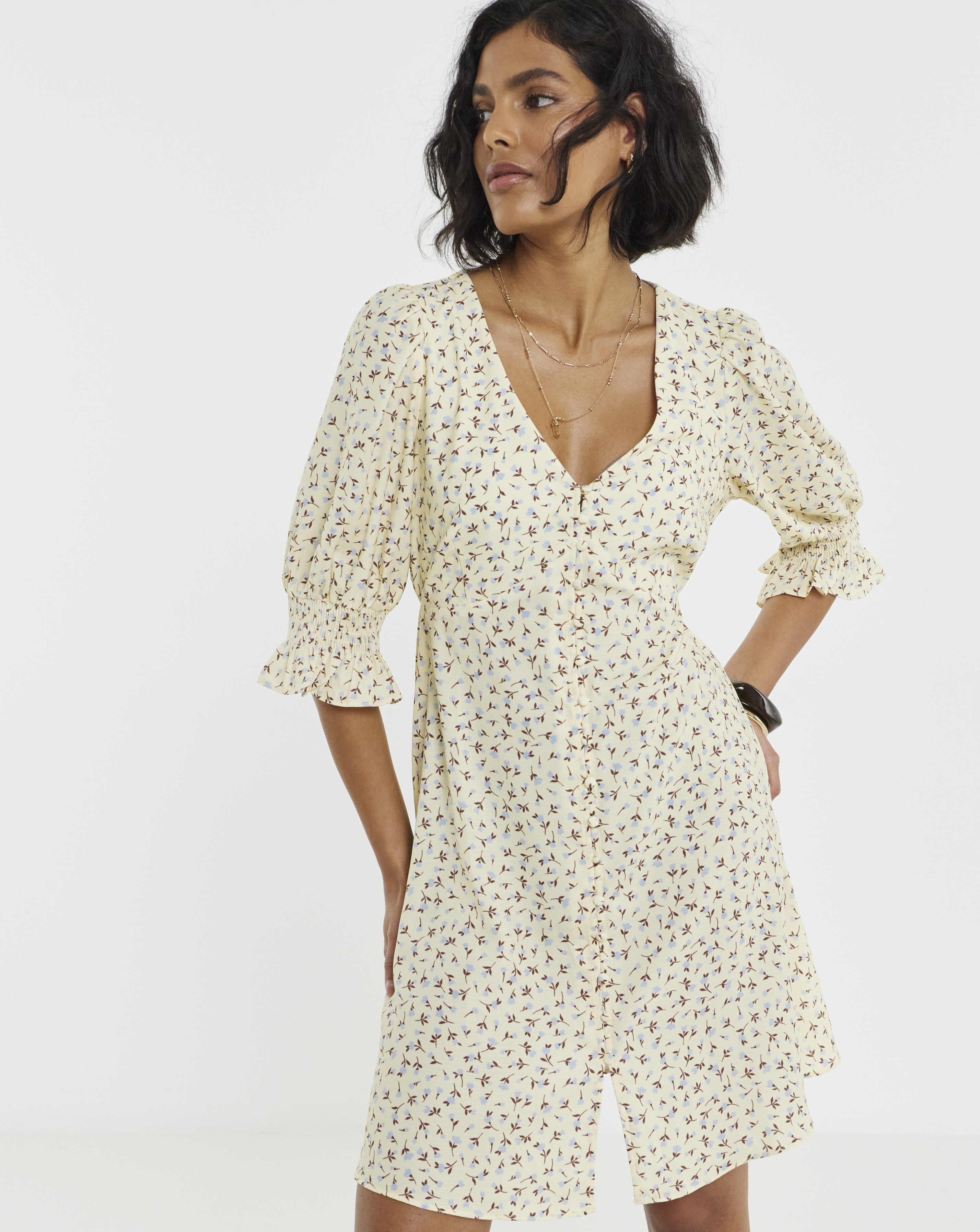 New In - Simply Be Yellow Floral Tea Dress