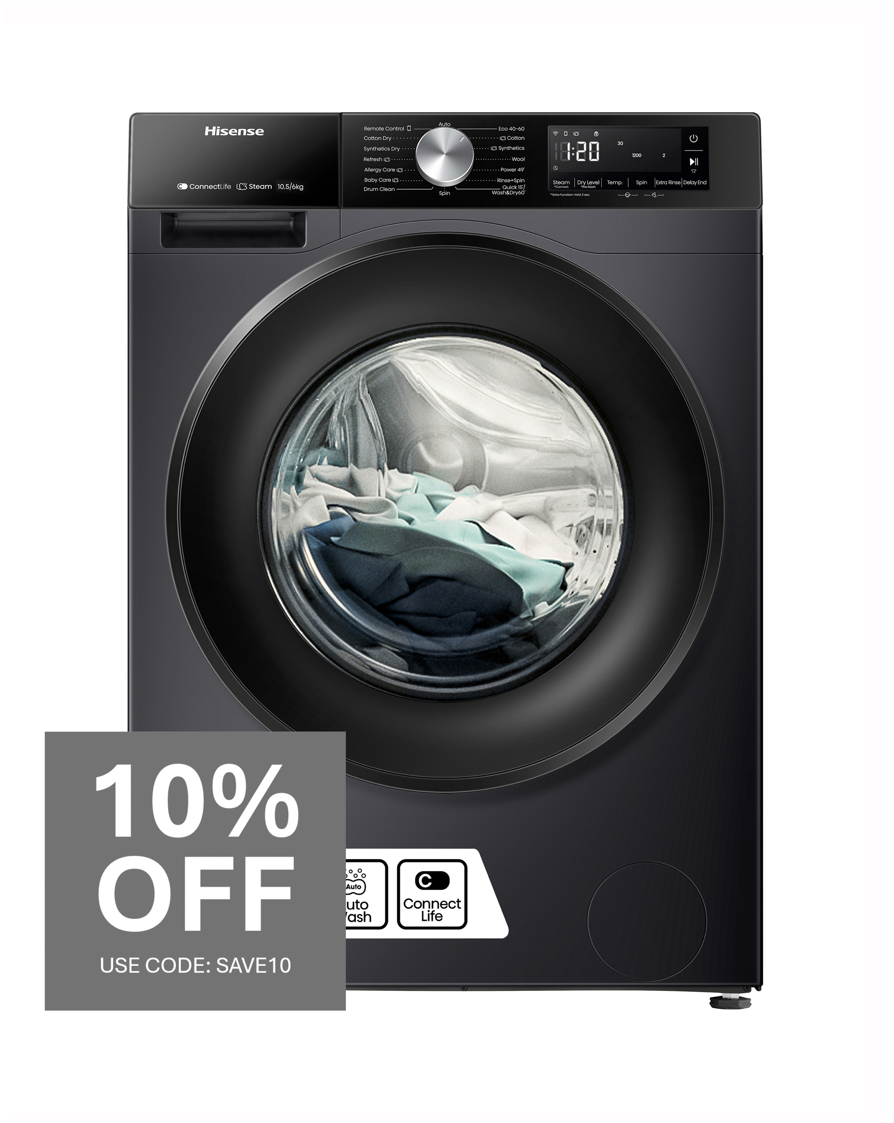 Hisense WD3S104BB3 10kg Washer Dryer