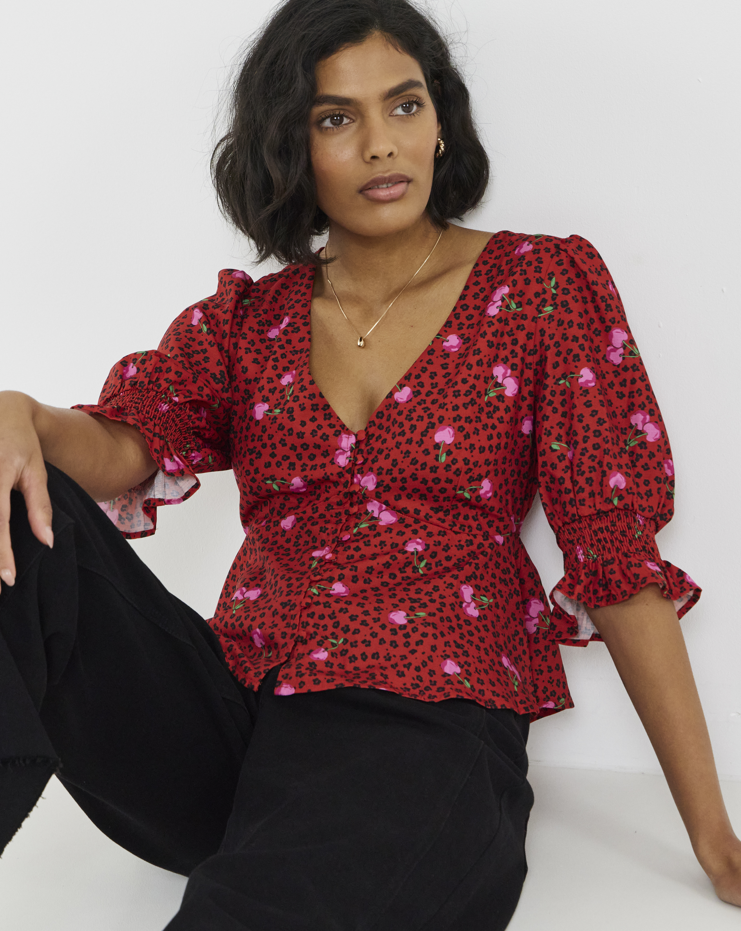New In - Simply Be Shirred Sleeve Tea Blouse