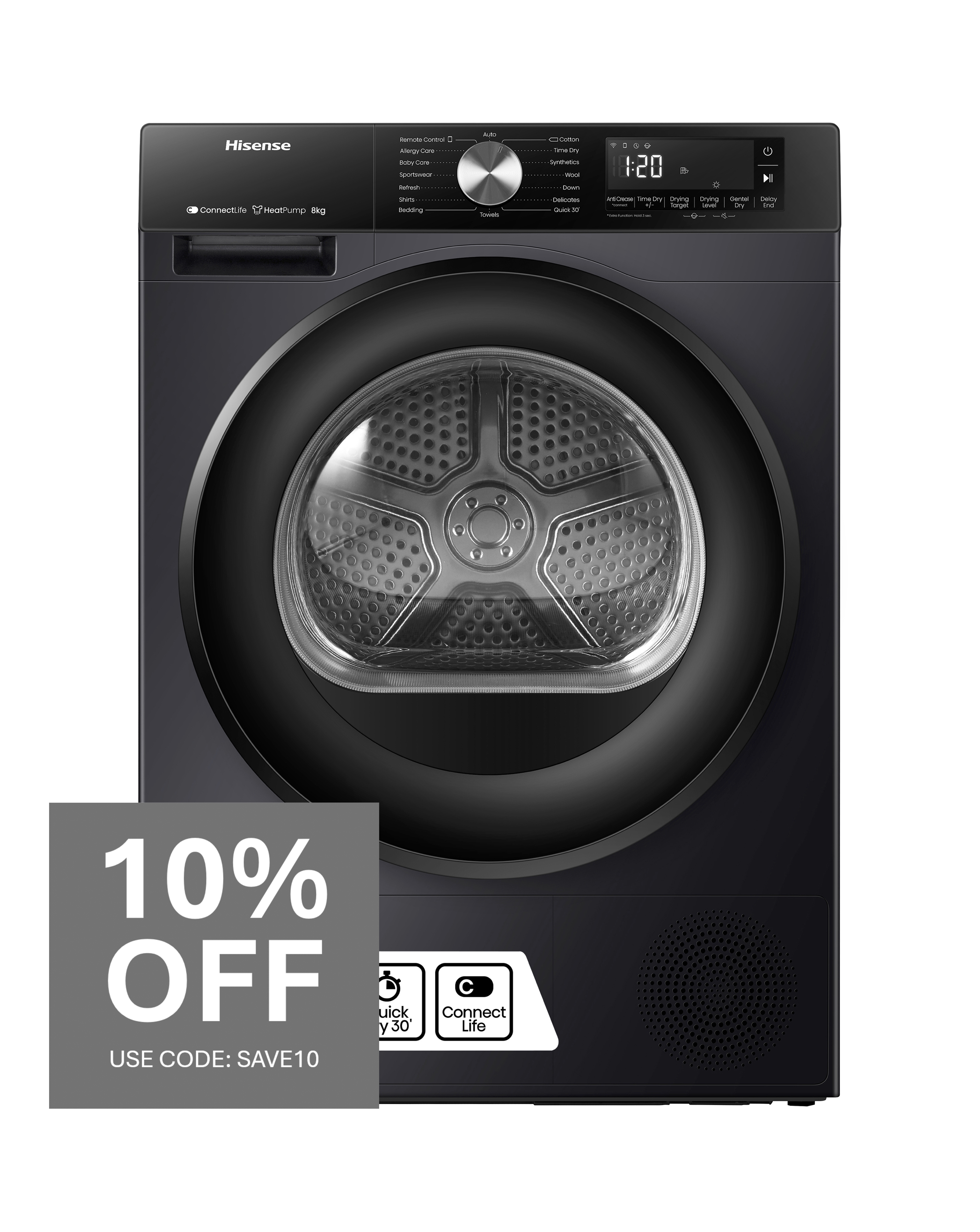 Hisense DH3S802BB3 8kg Tumble Dryer