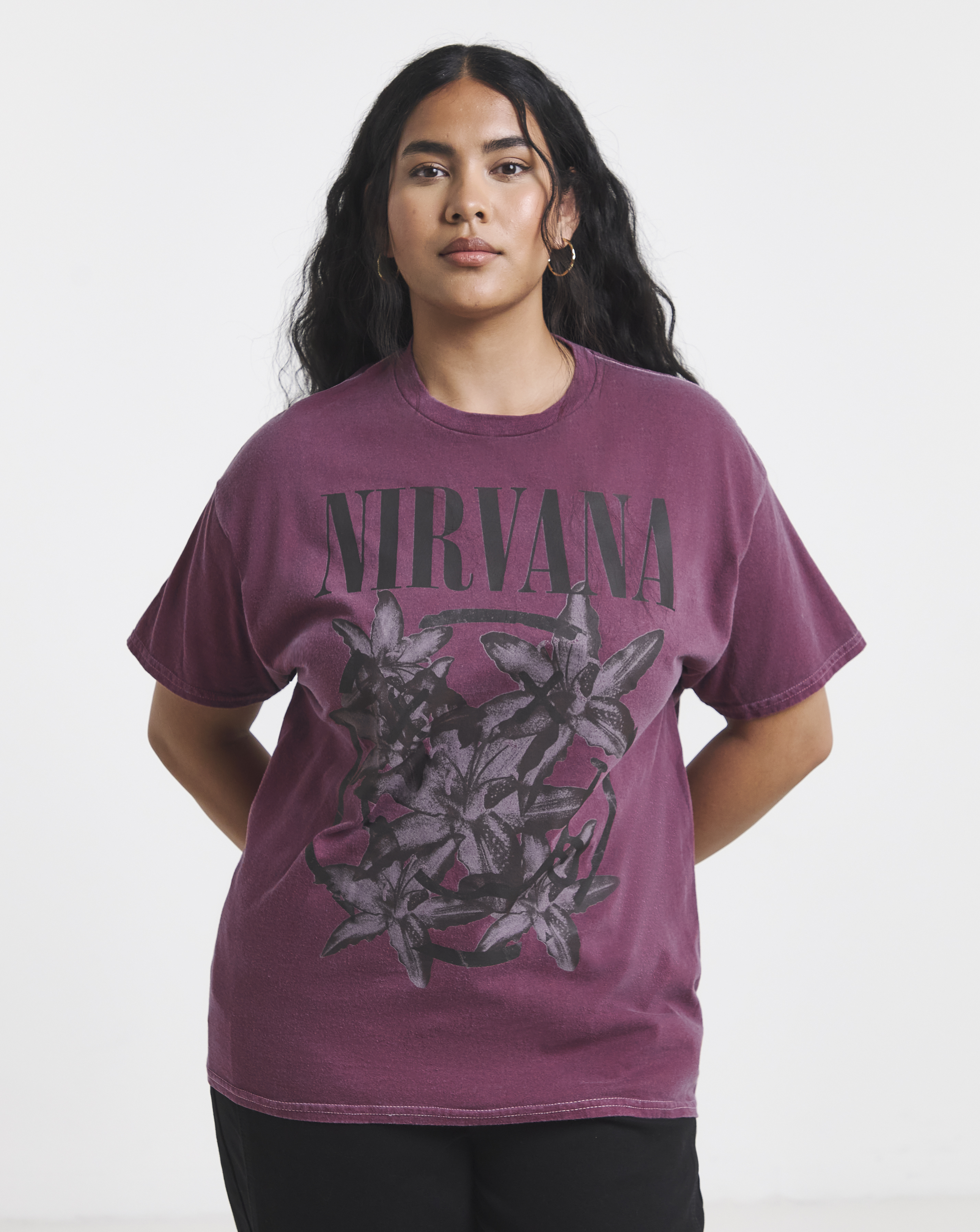 Simply Be Burgundy Nirvana License T-Shirt