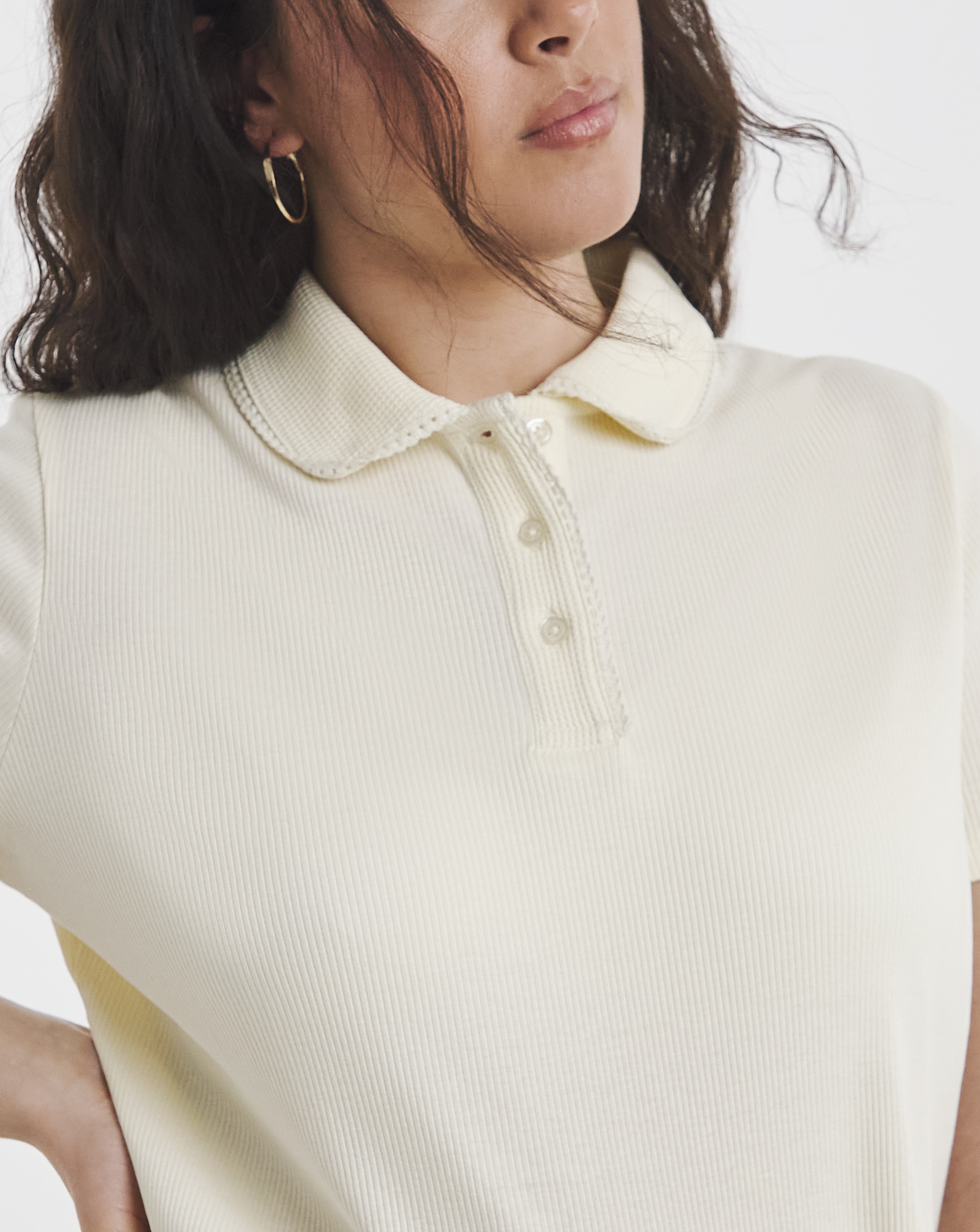 Simply Be Buttermilk Picot Polo Top