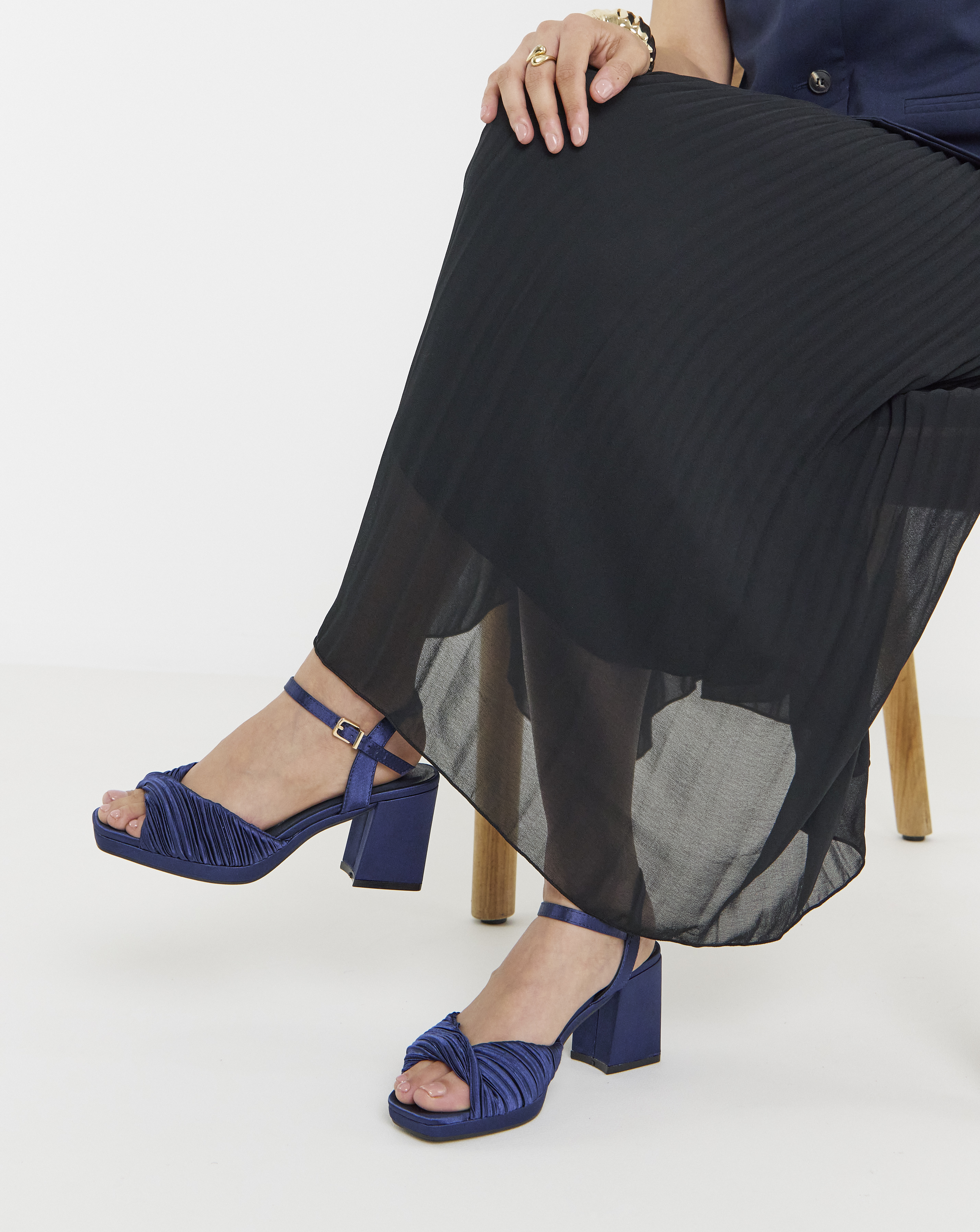 New In - Pleated Two Part Platform Heels Wide