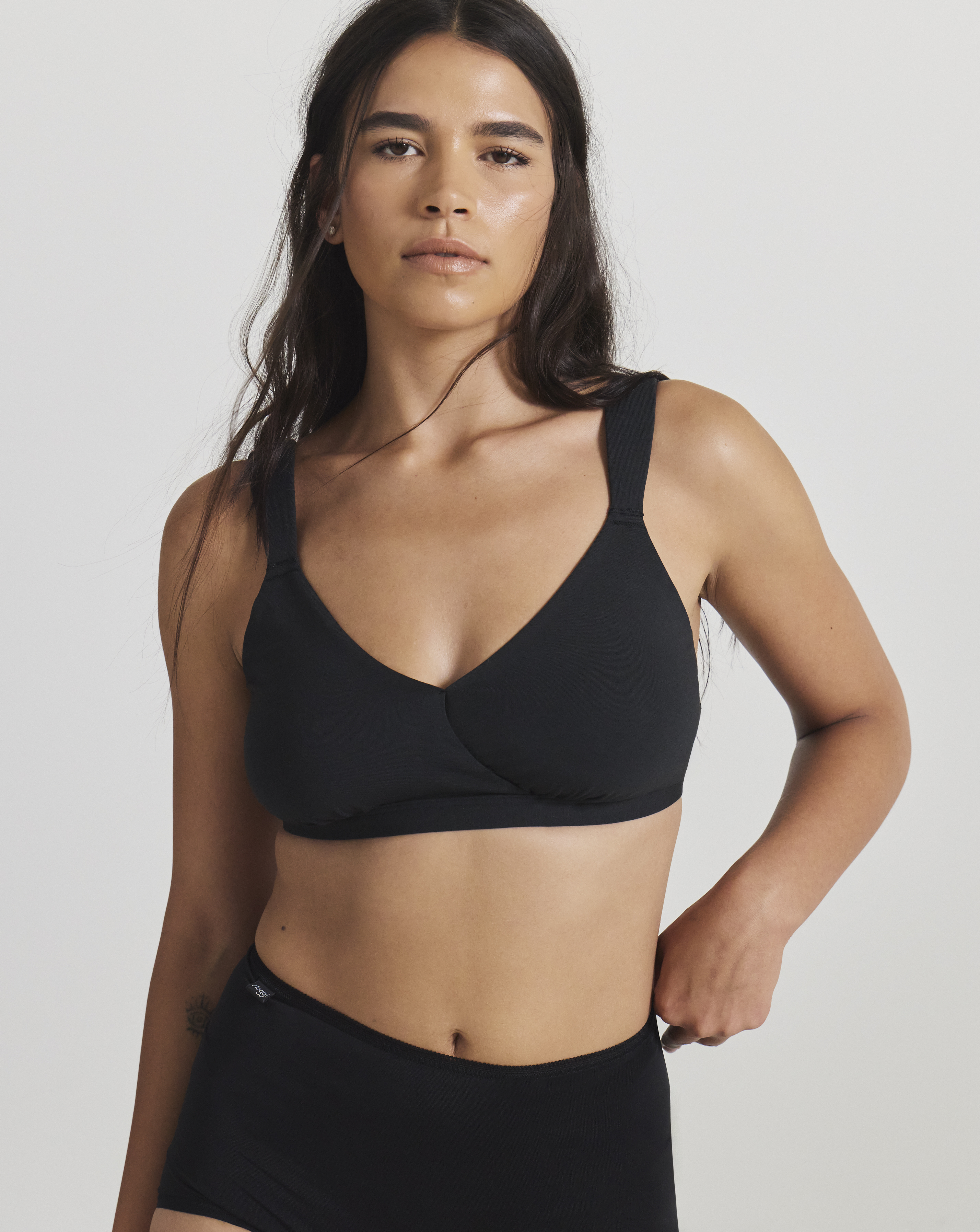 Figleaves Comfort Cotton Modal Sleep Bra (DD-GG) Charcoal
