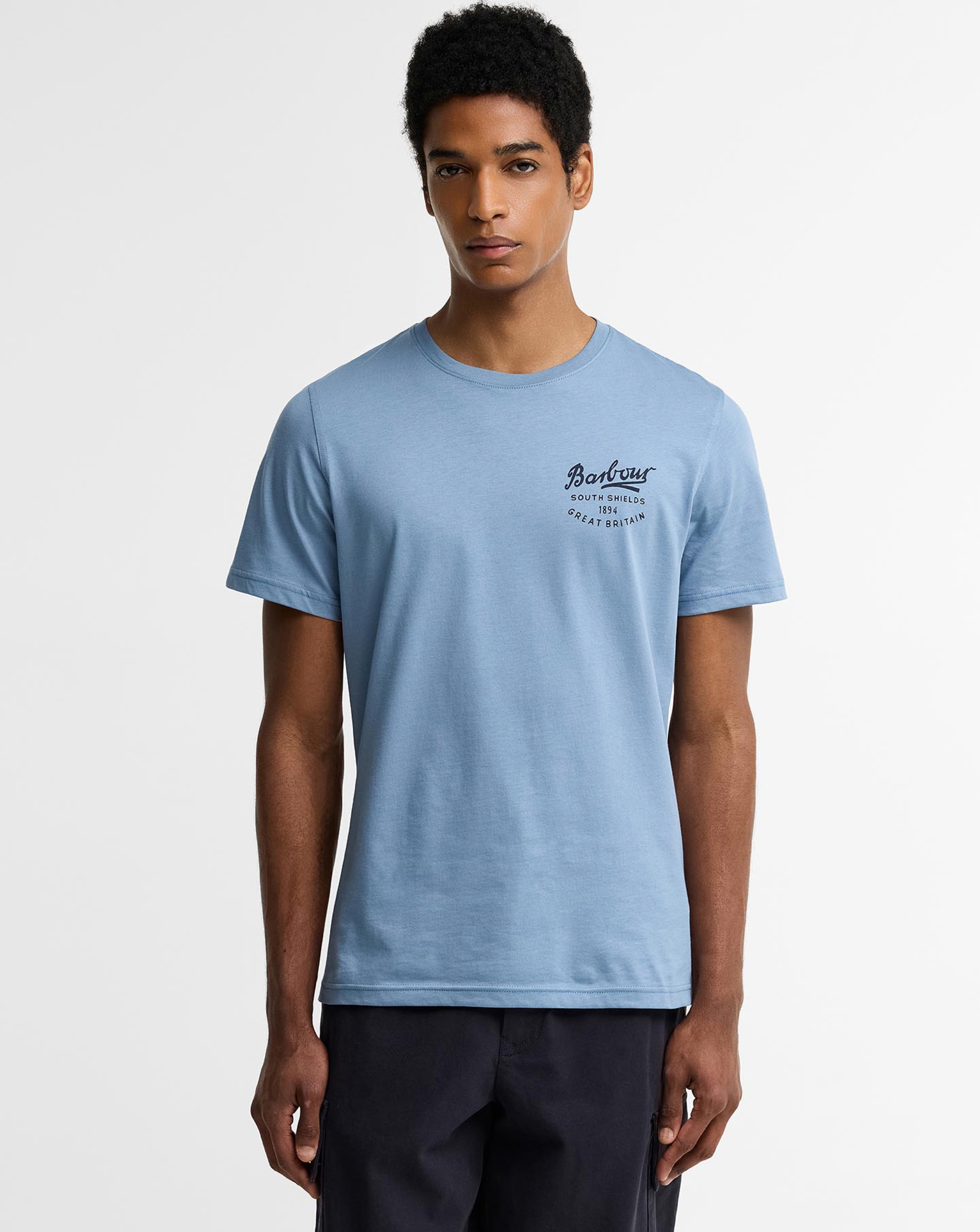 Barbour Men's Script Graphic Cotton Short-Sleeve Crew-Neck T-Shirt - Tarn Blue - L - Image 2