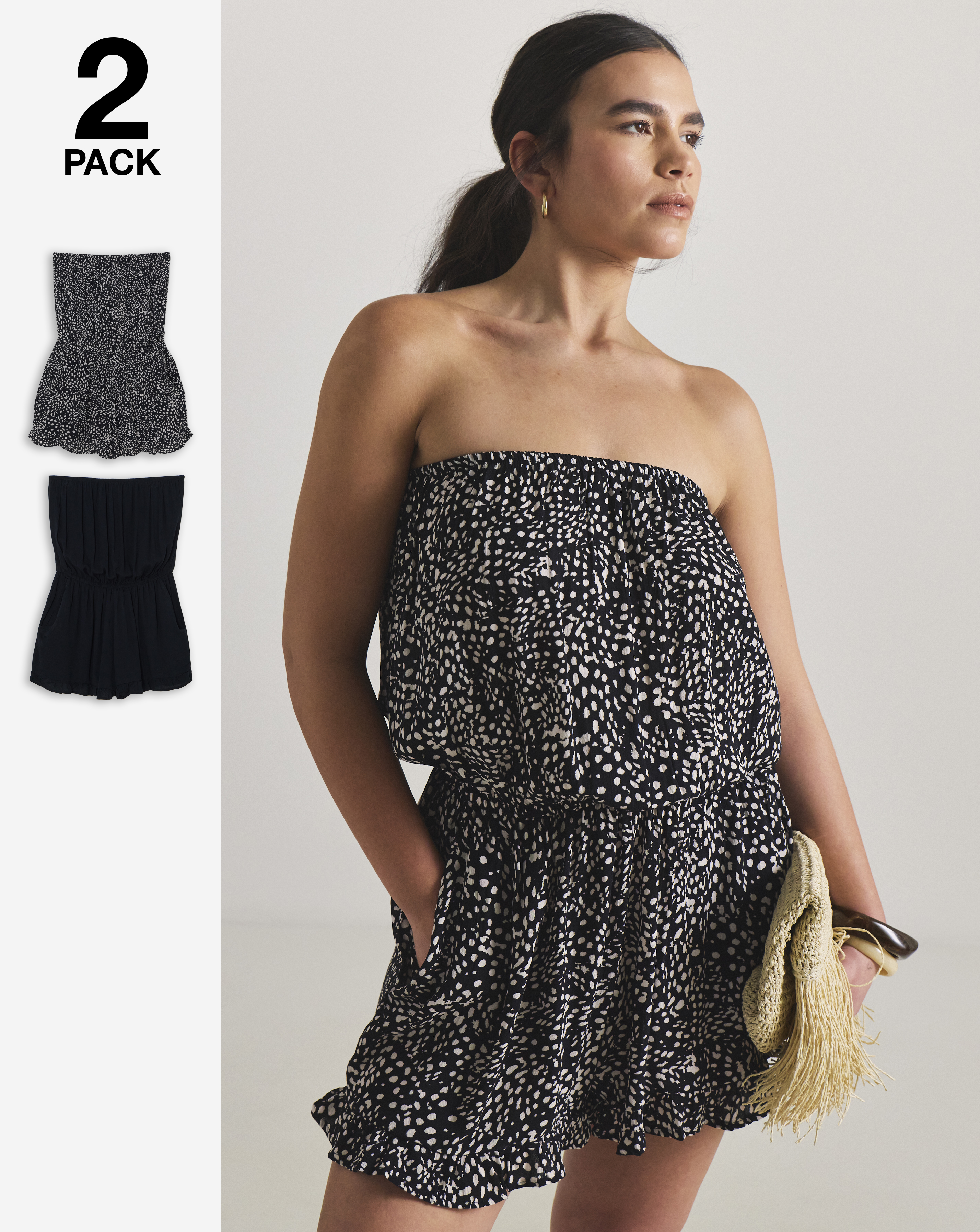 2 Pack Value Bandeau Beach Playsuits