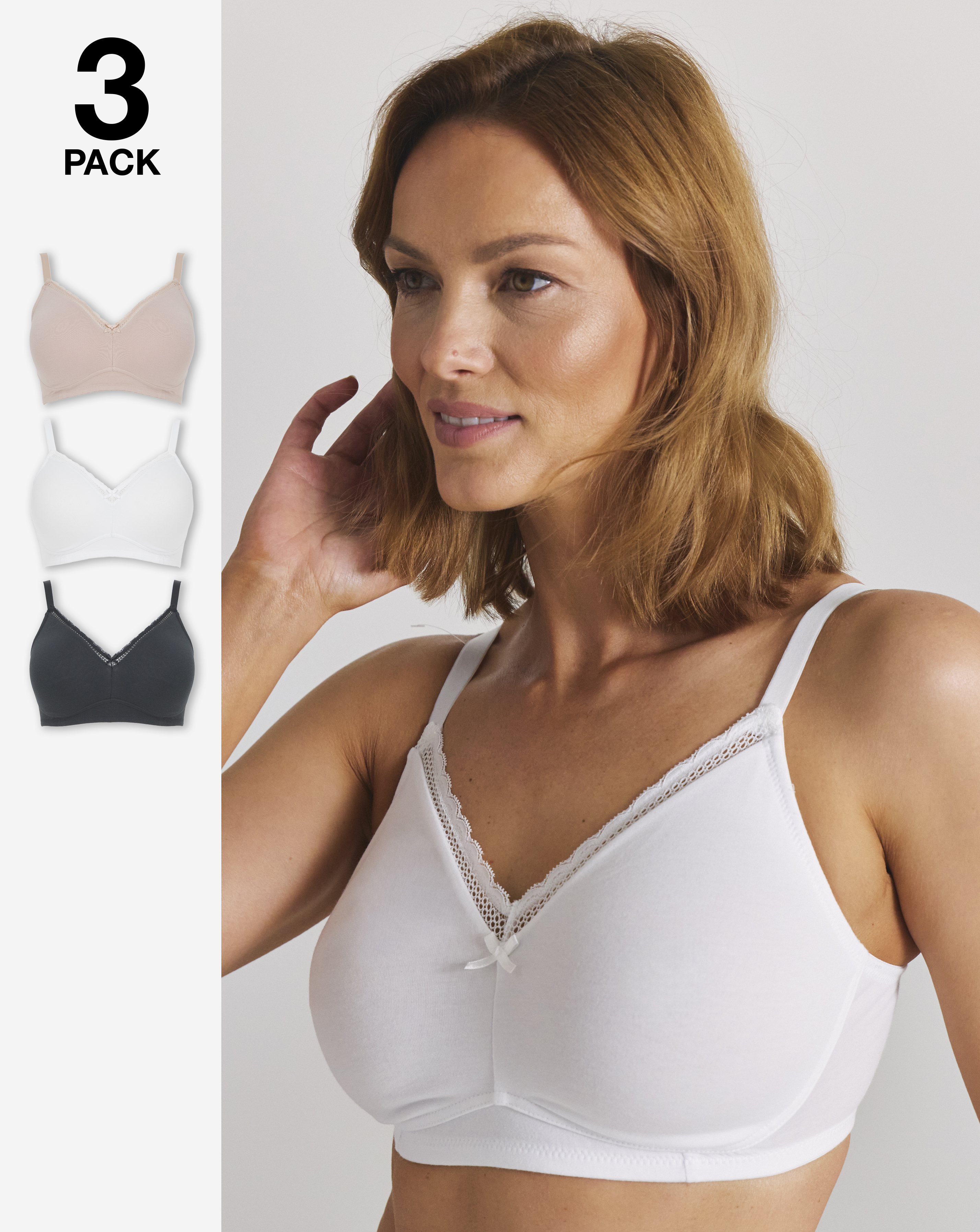 3 Pack Claire Cotton NW Full Cup Bras