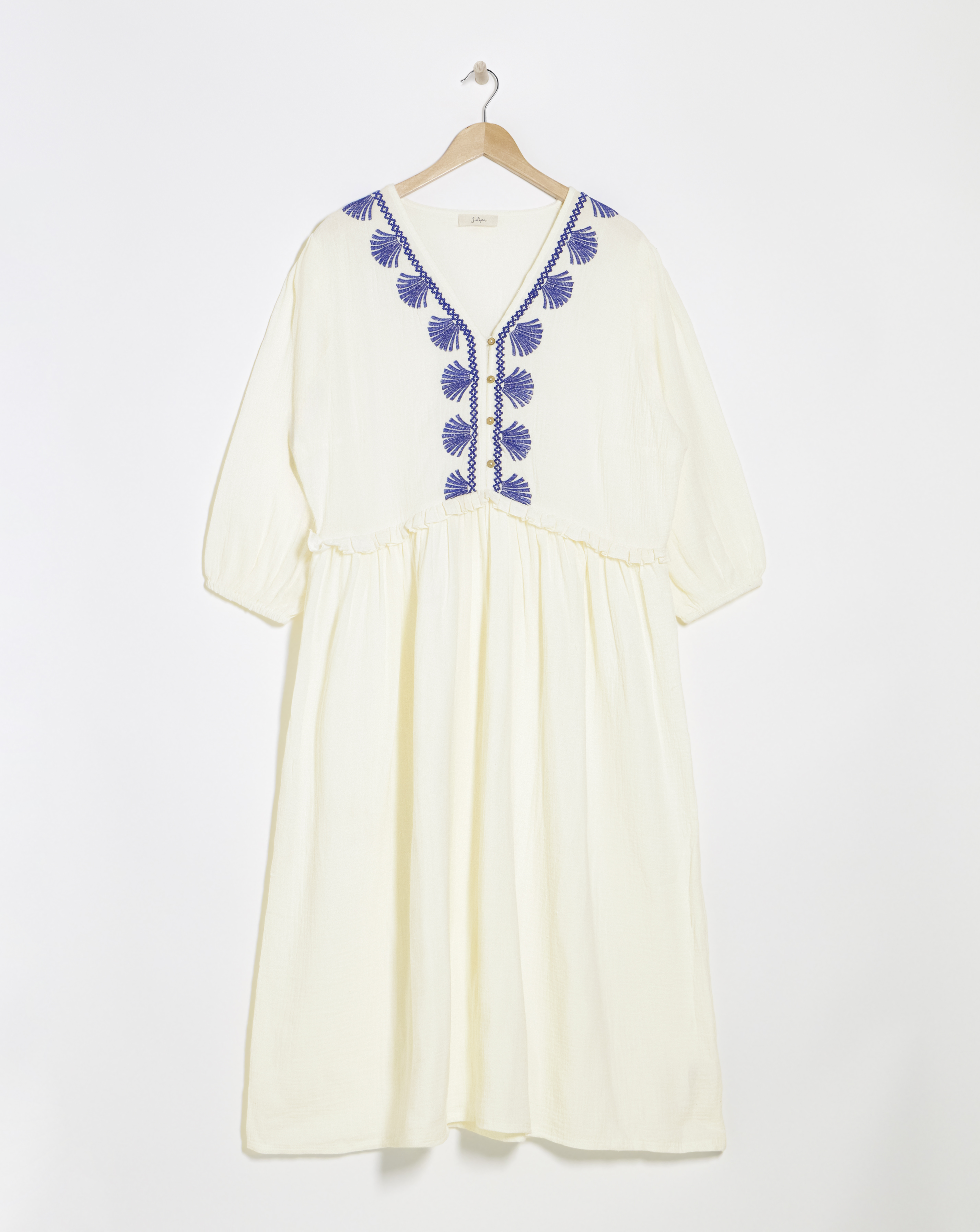 Julipa Embroidered Pure Cotton Textured Midi Dress