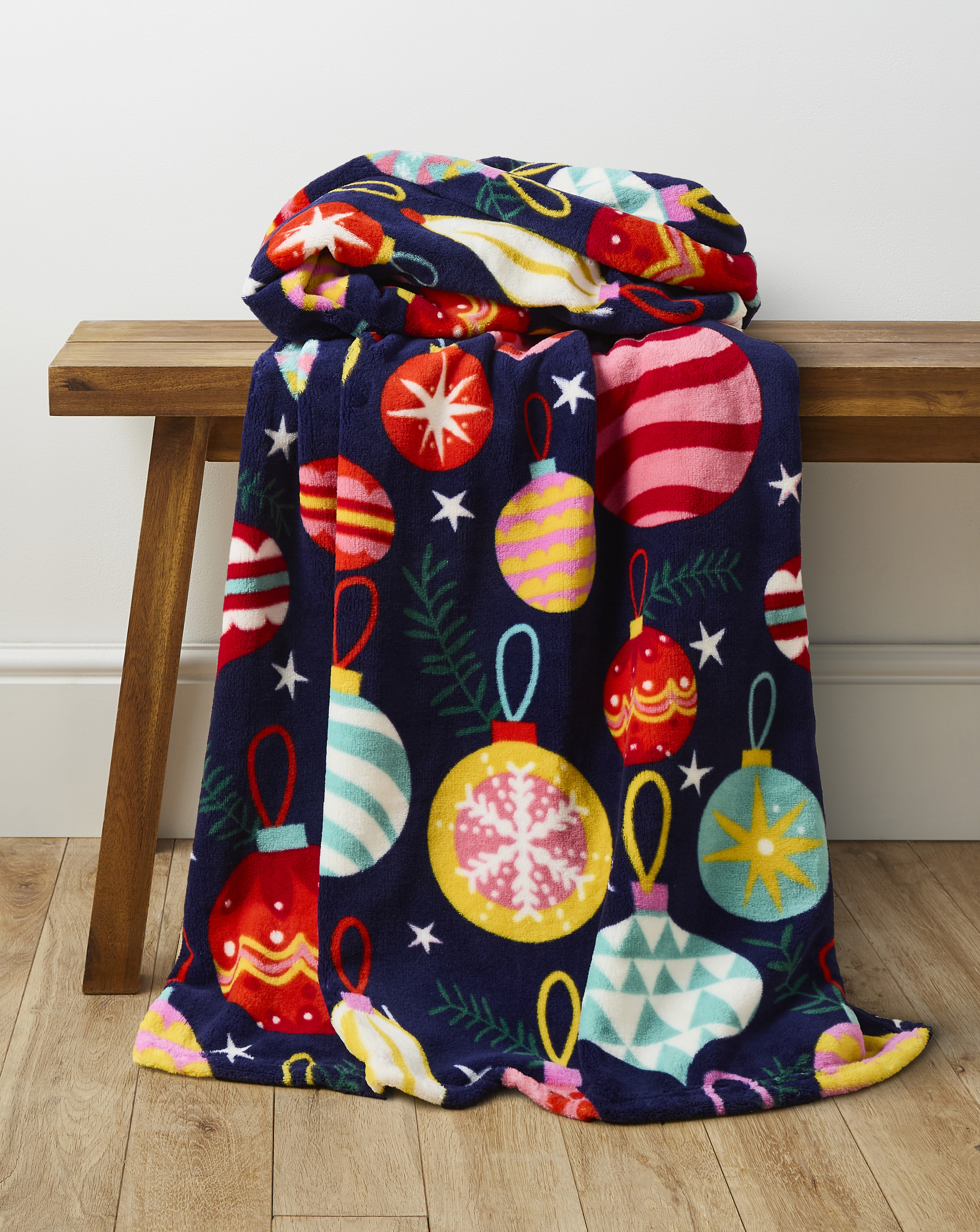 Christmas Baubles Fleece Throw