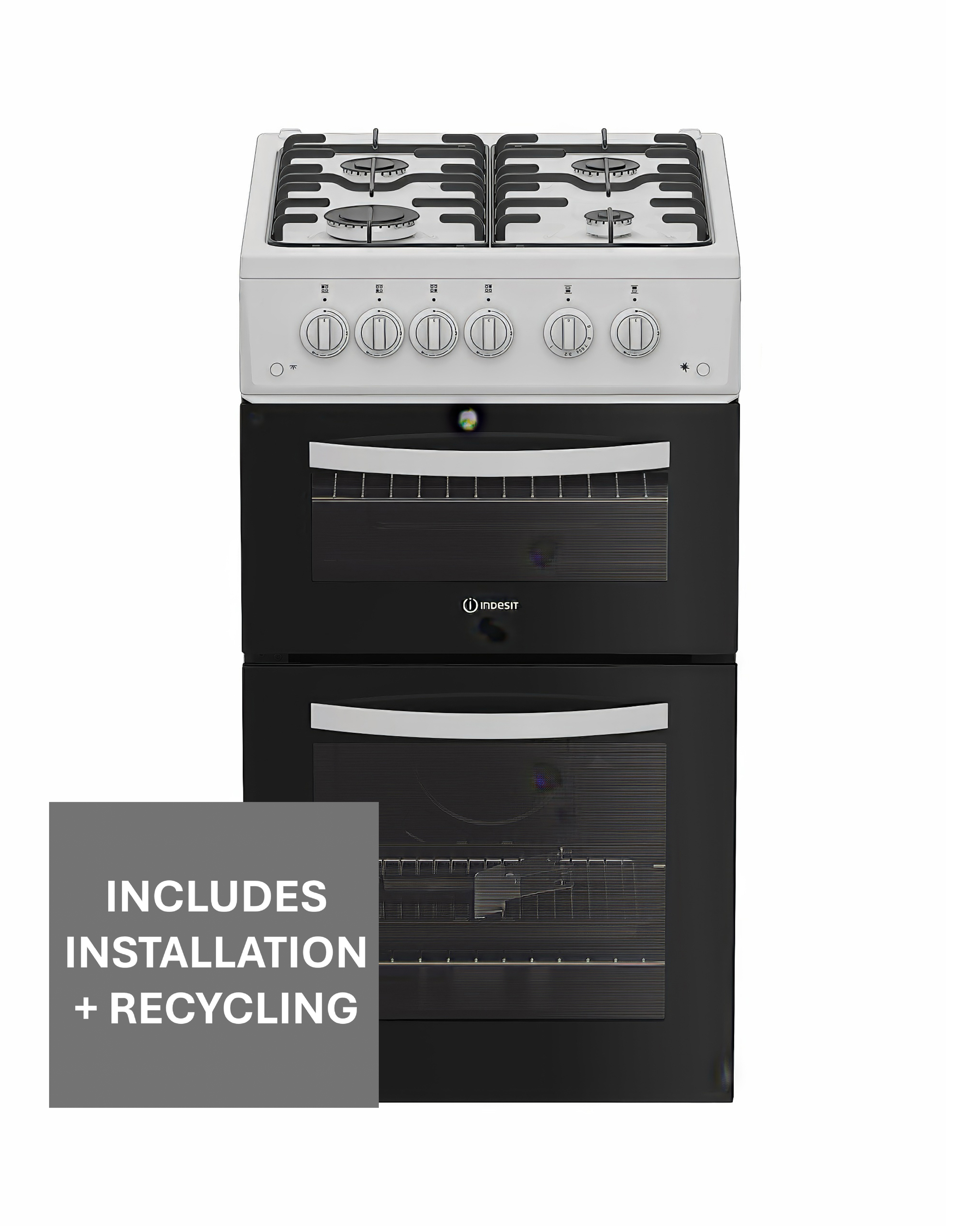 Indesit ITG5GMW Gas Cooker 4 Gas Burners 50cm Width White Separate Grill - Image 8