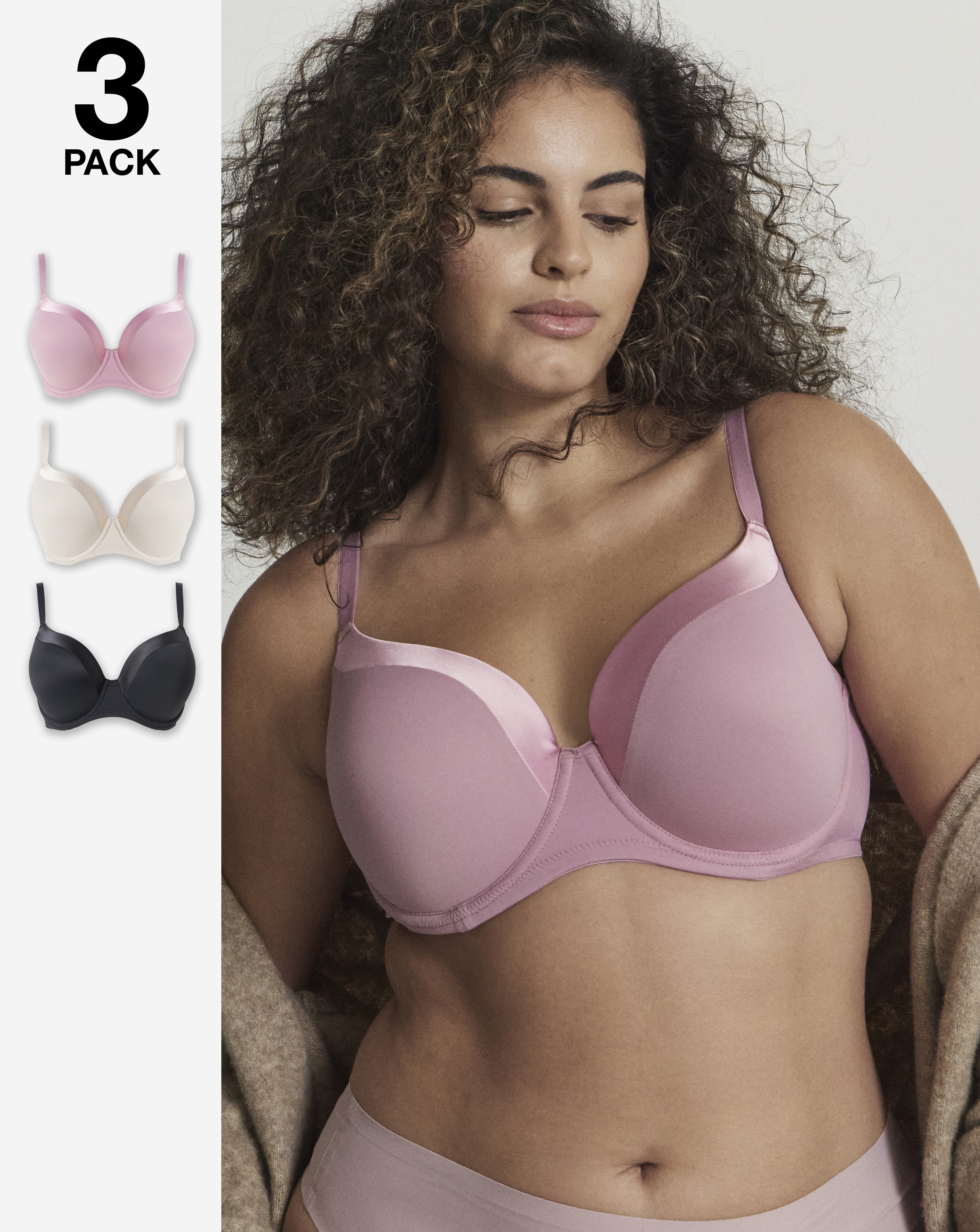 New In - 3 Pack Tuxedo Trim T-Shirt Bra