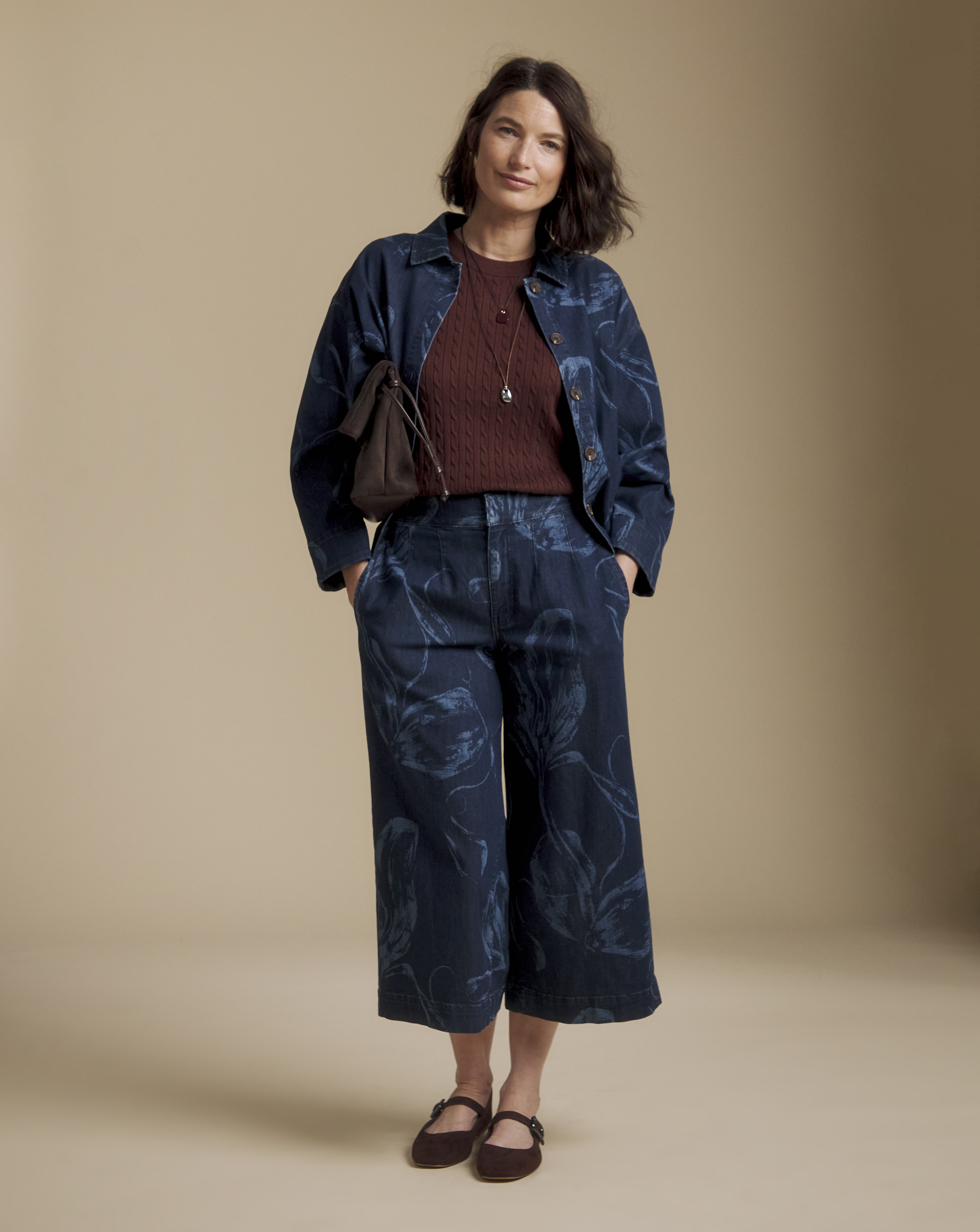 Julipa Printed Denim Cropped Trousers