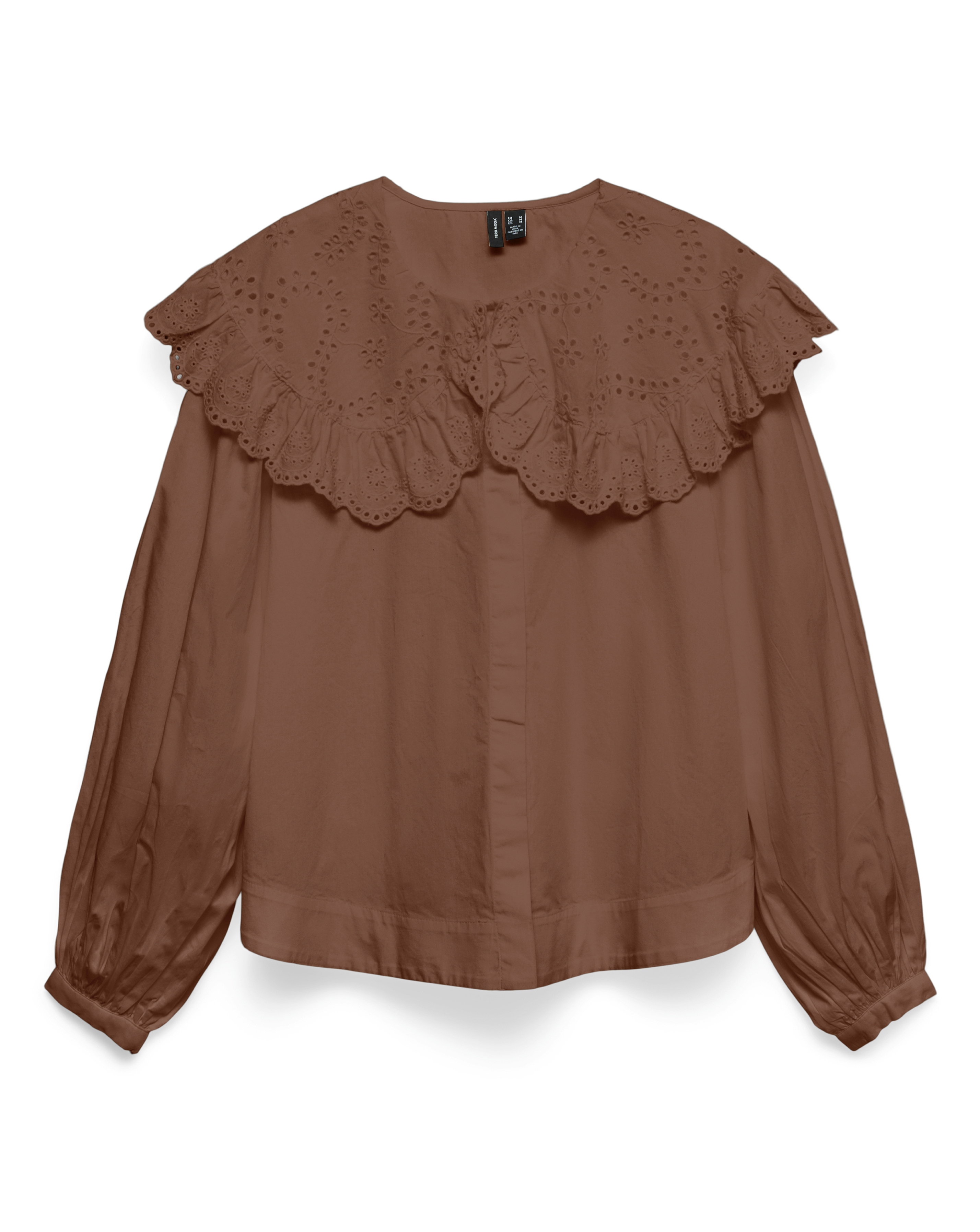 Vero Moda Women's Brown Lilo Collar Woven Blouse