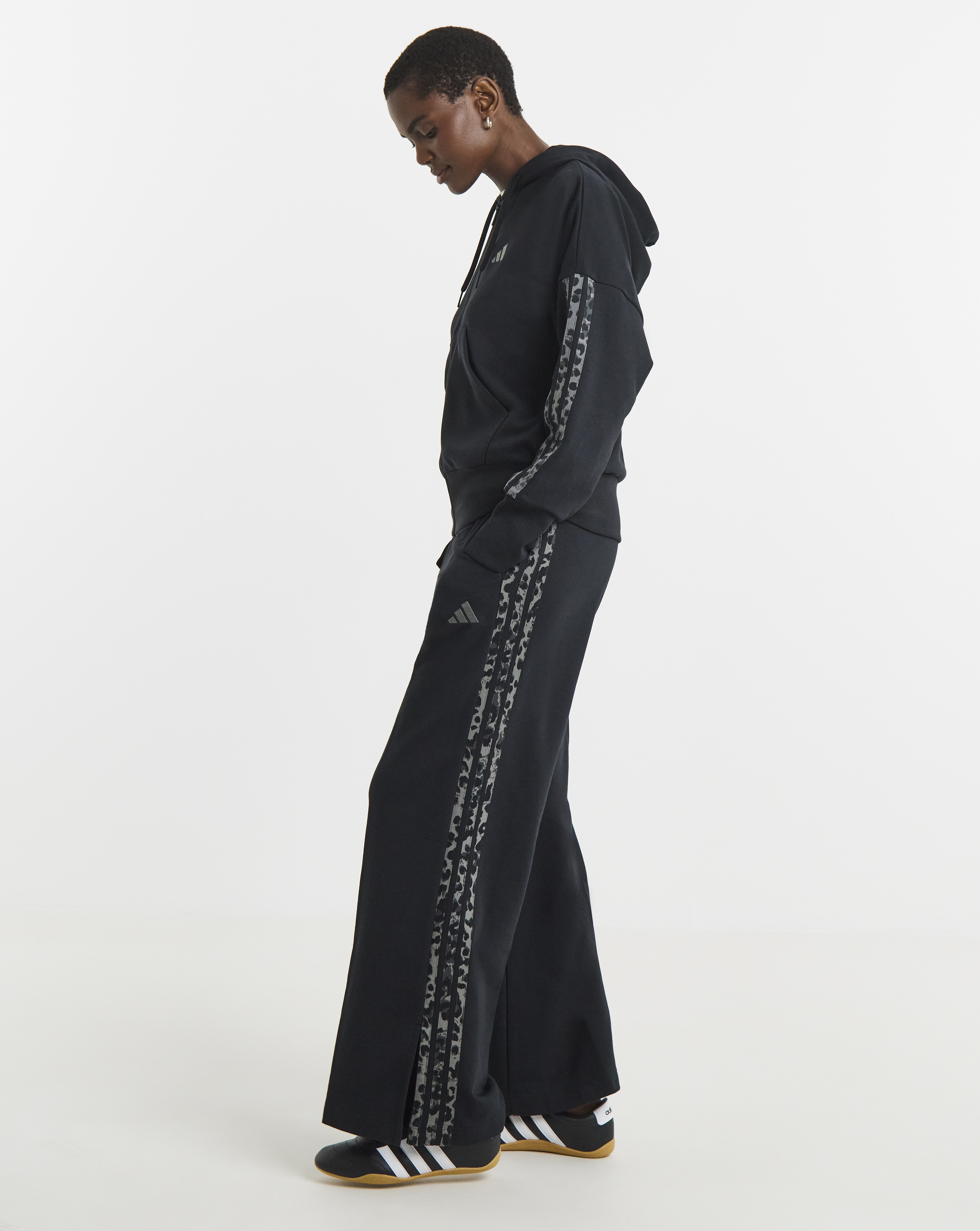 New In - adidas 3 Stripe Leopard Wide Leg Pant