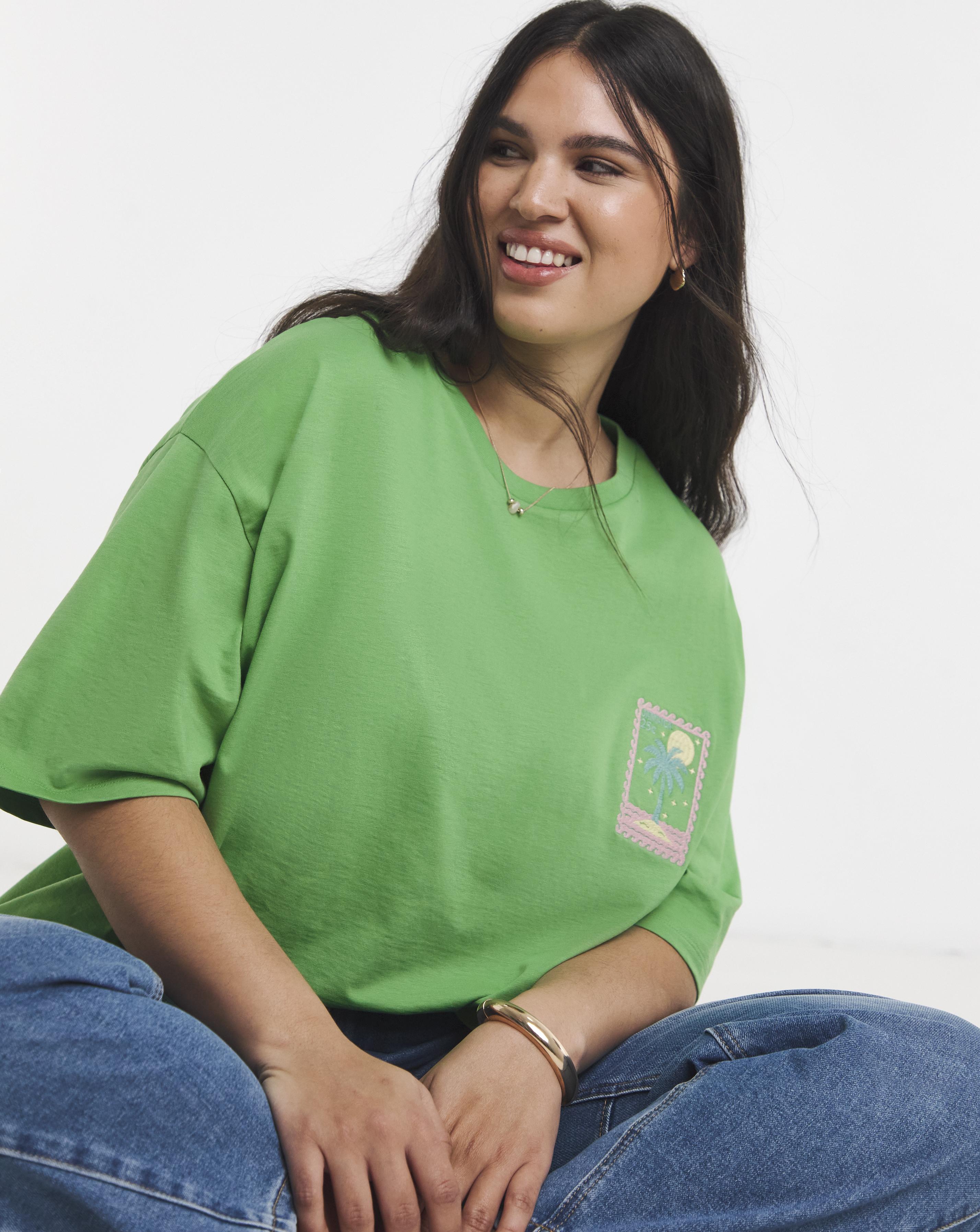 Palm Detail Embroidered T-Shirt