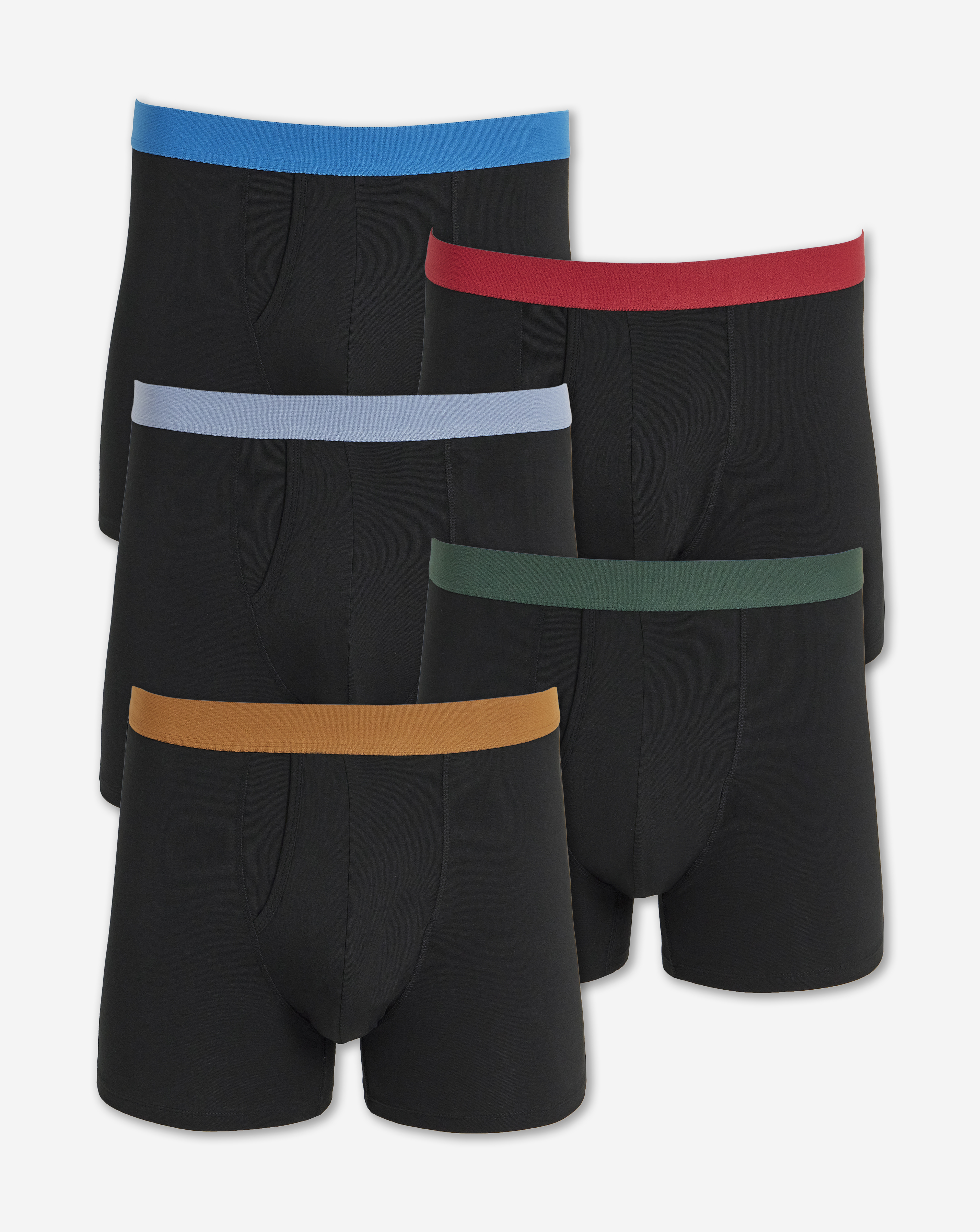 5 Pack Contrast Waistband Boxers