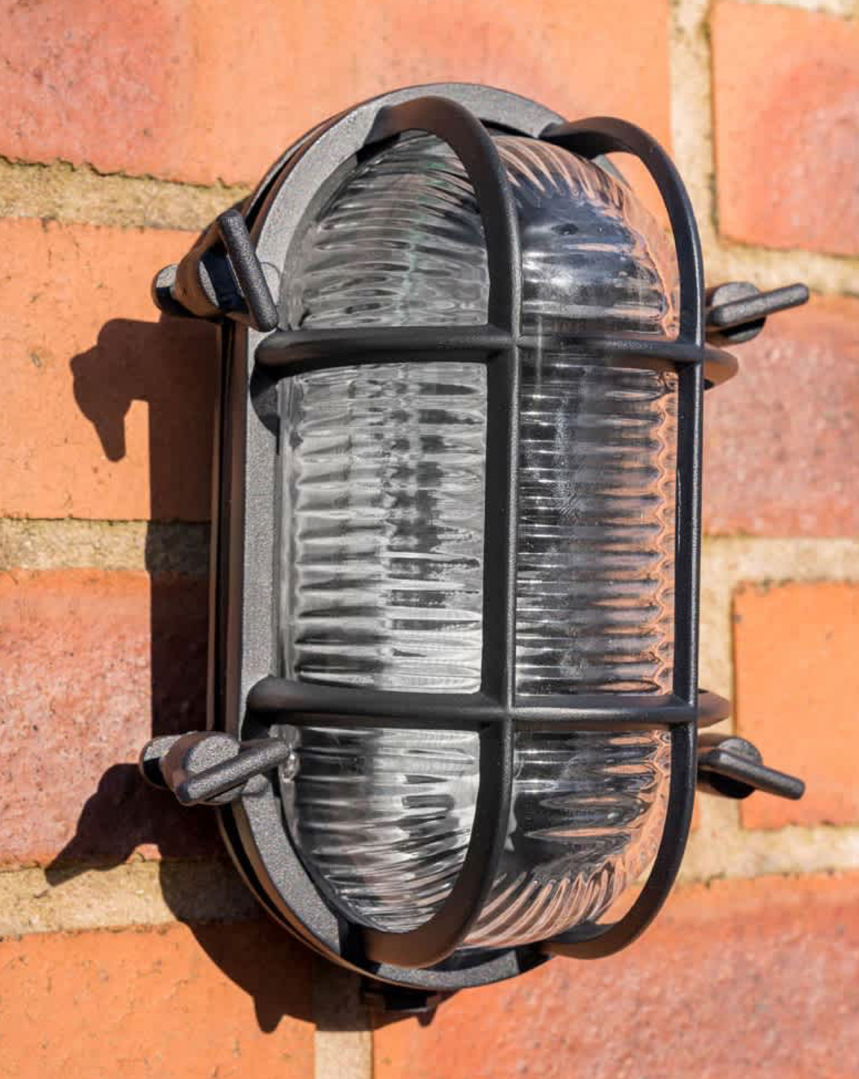 ValueLights Bow Black Bulkhead IP64 Outdoor Wall Light with Filament Bulb